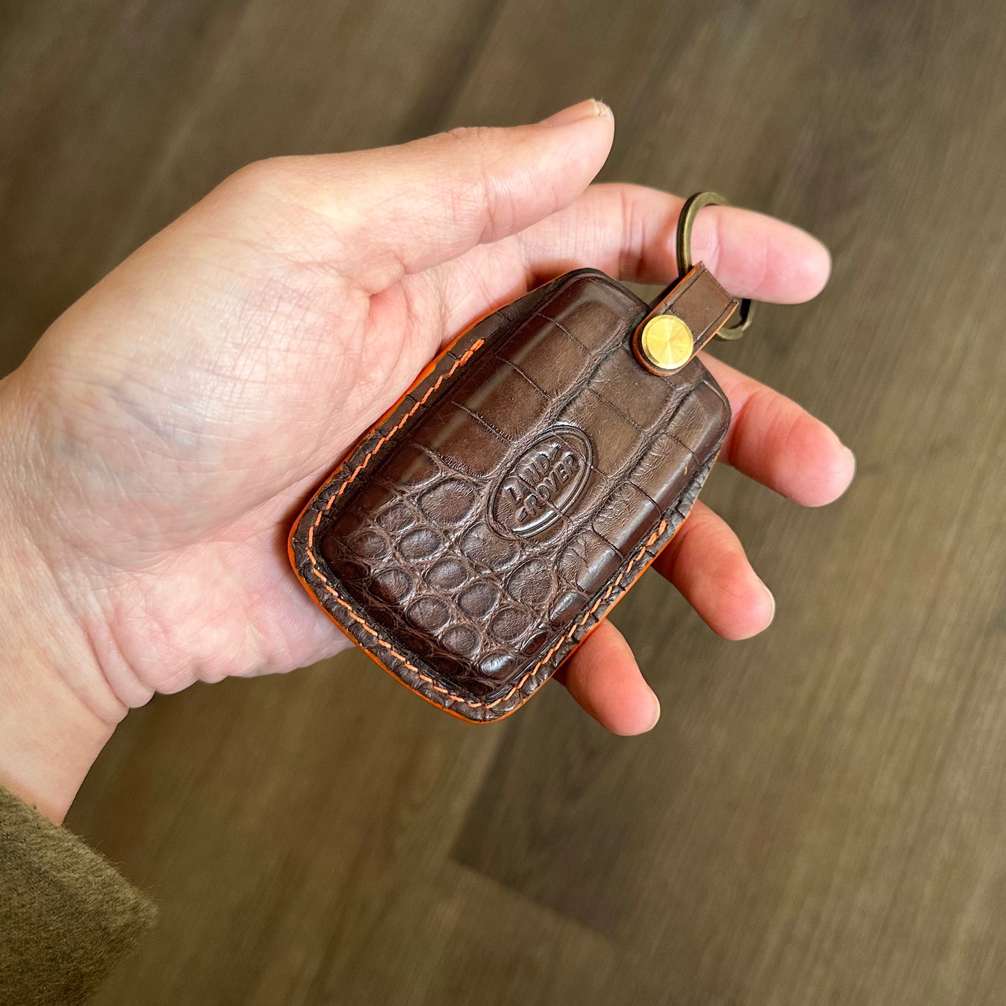 Land Rover key fob cover, Crocodile leather Leather key case