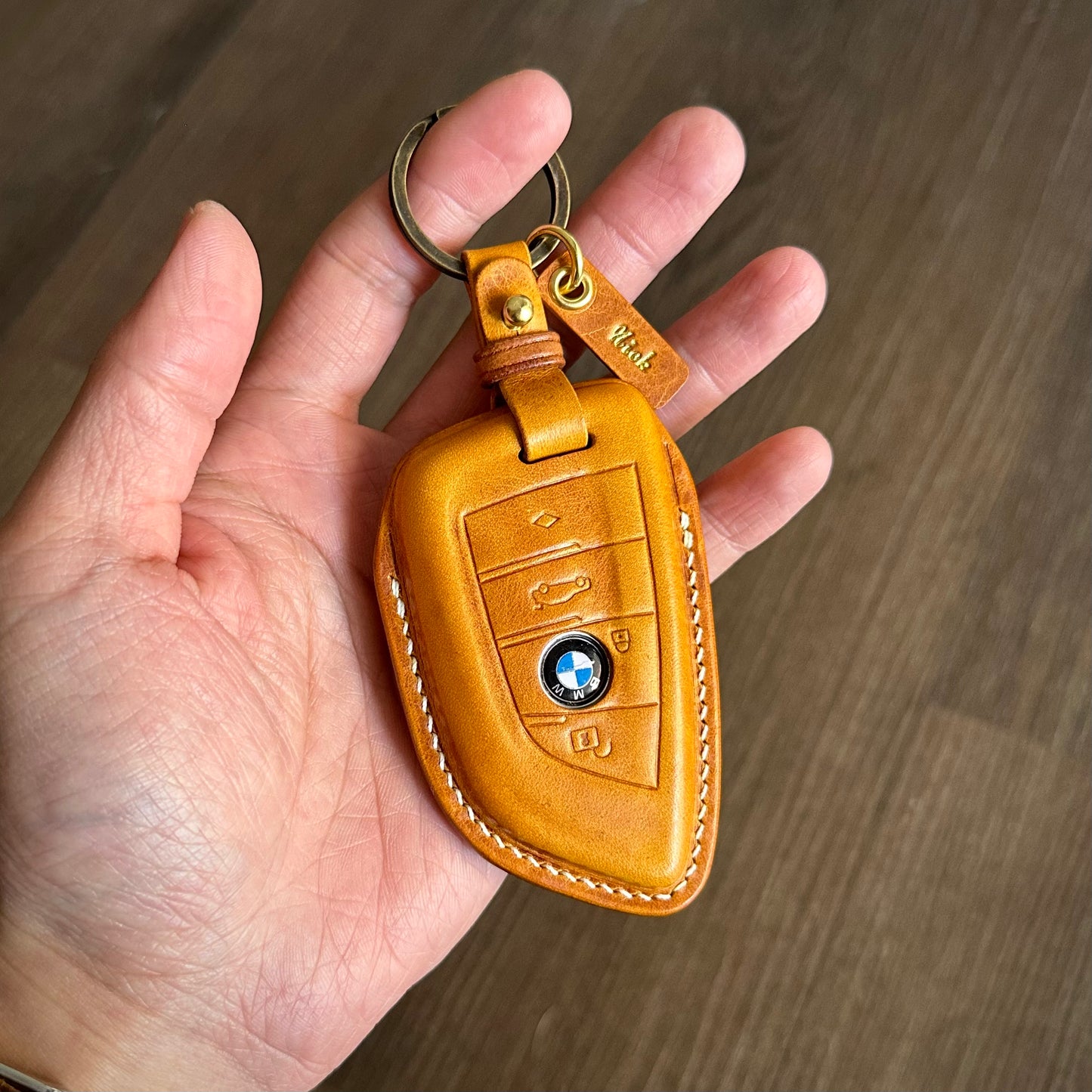 BMW key fob cover, Wax leather