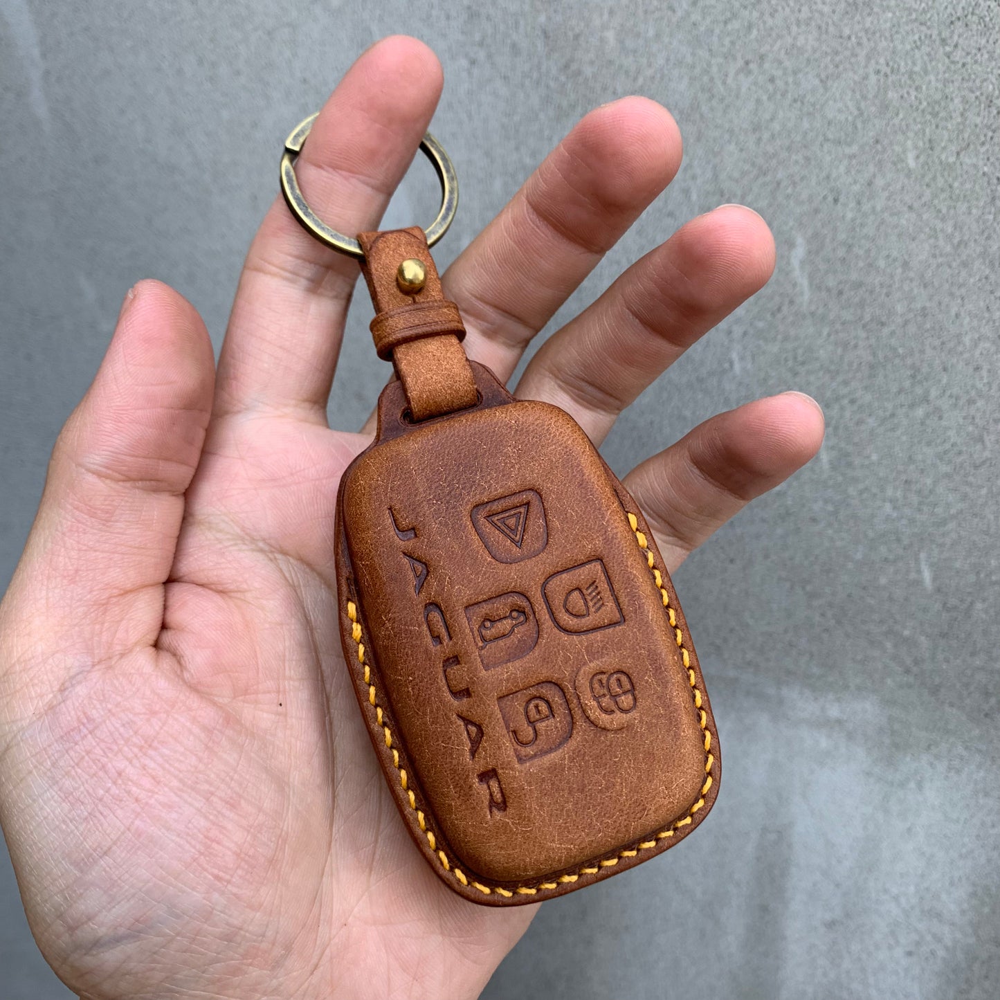 Jaguar key case, Pueblo leather