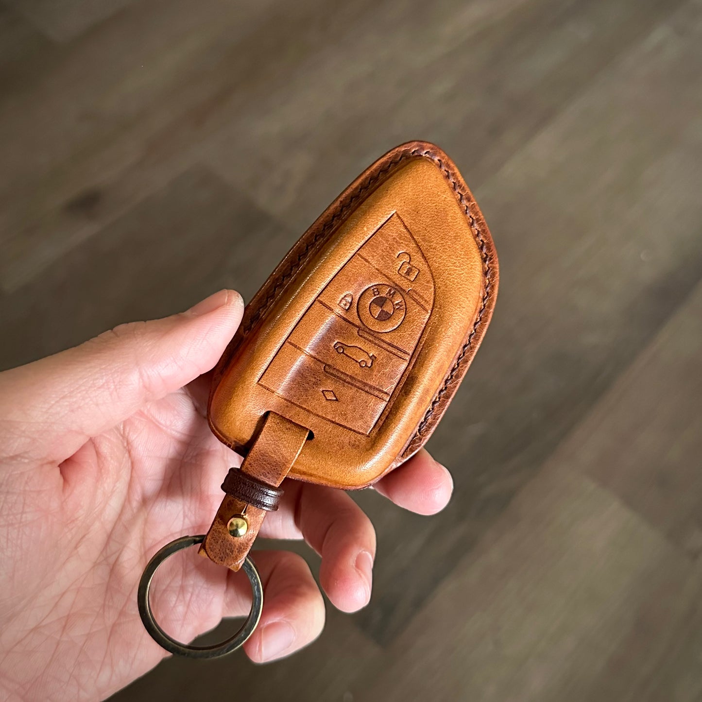 BMW key fob cover, Wax leather