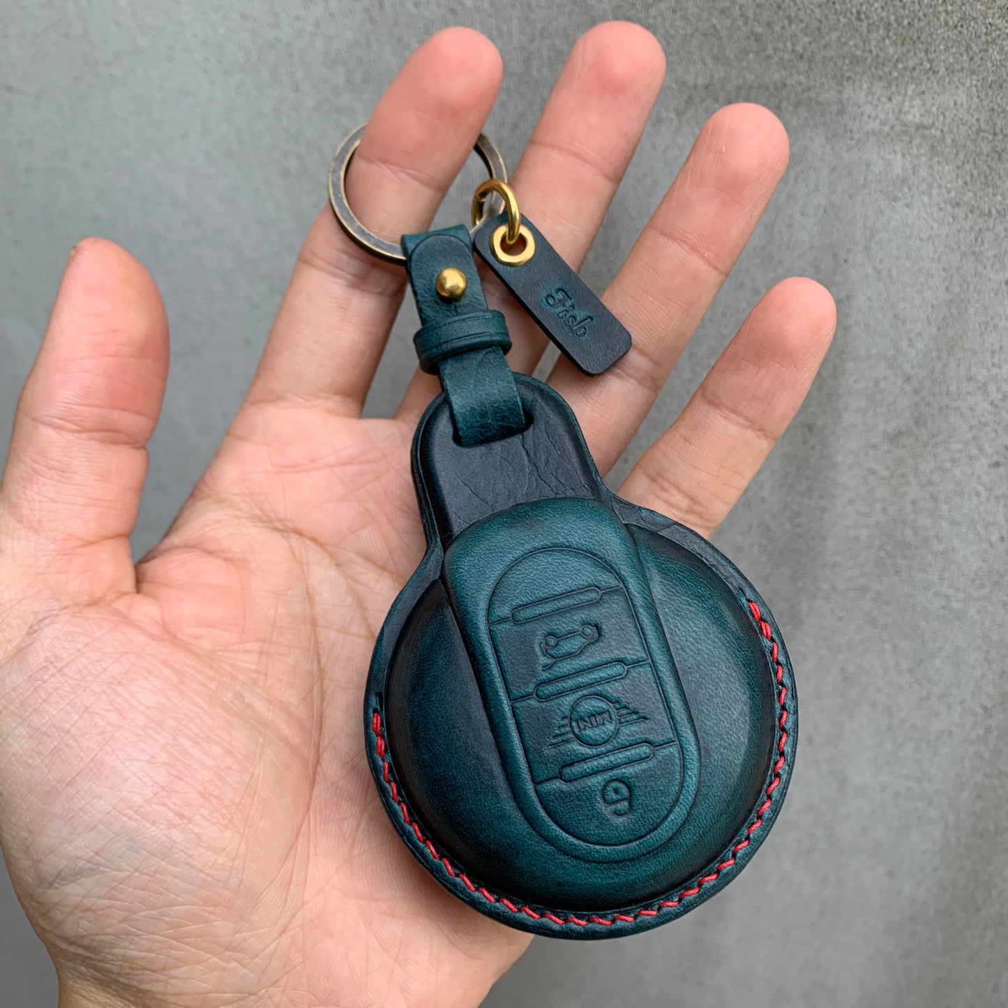 Mini cooper s key fob cover, Wax leather