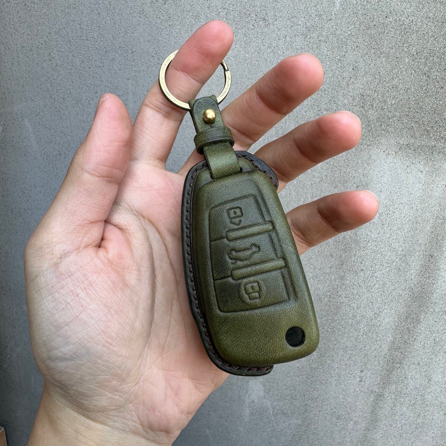 Audi key fob cover, Wax leather