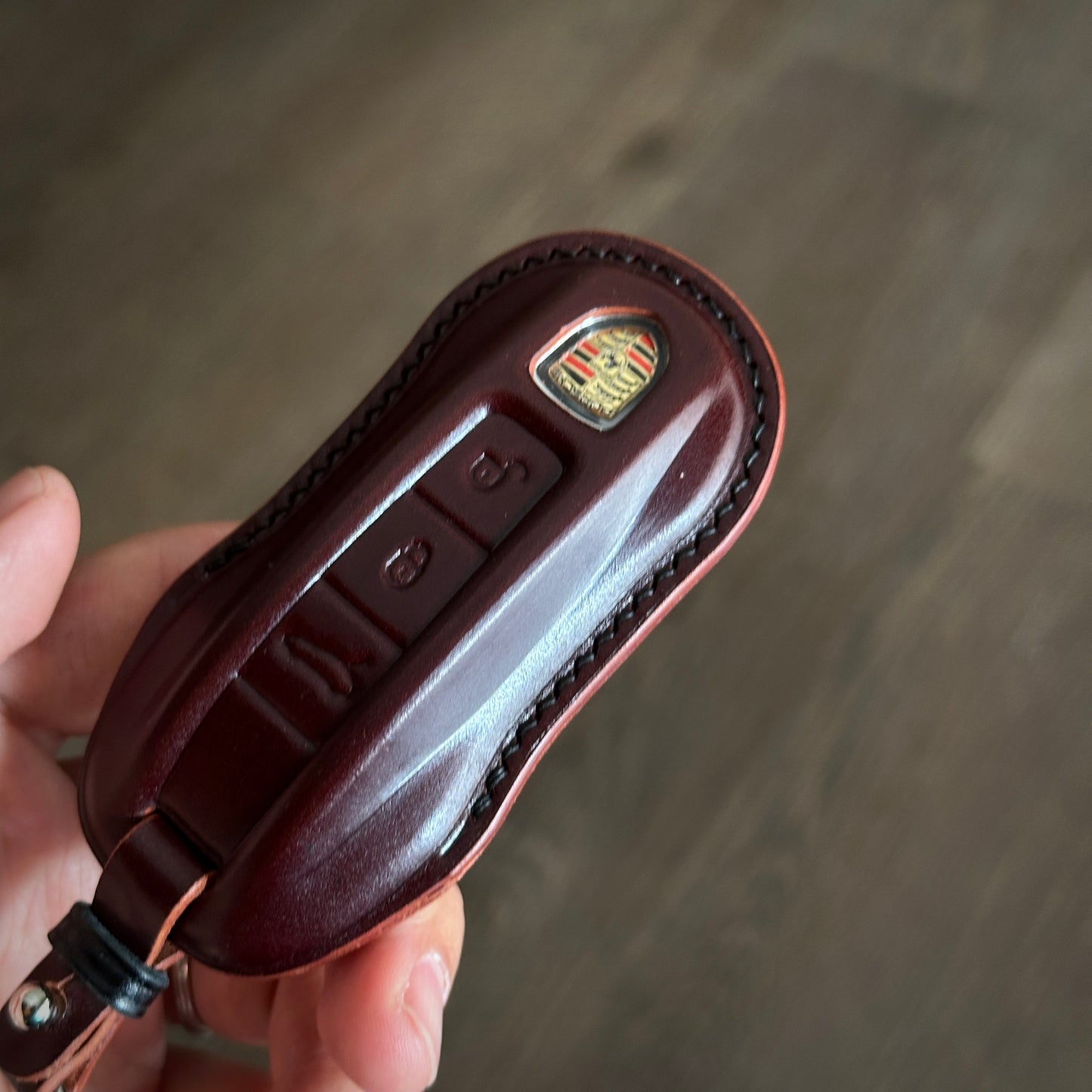 Porsche key fob cover, key case, Shell Cordovan