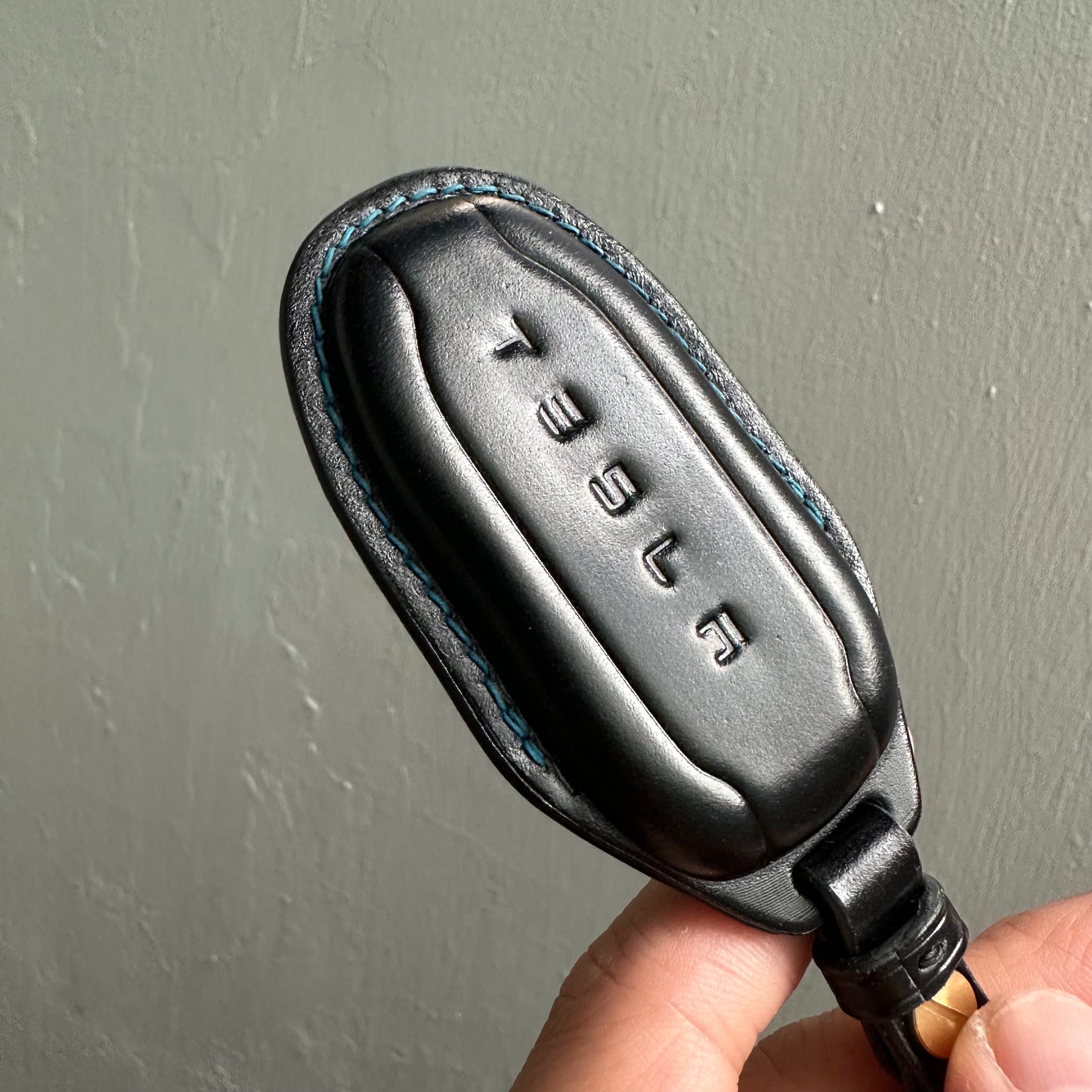 Tesla key fob cover, Shell Cordovan