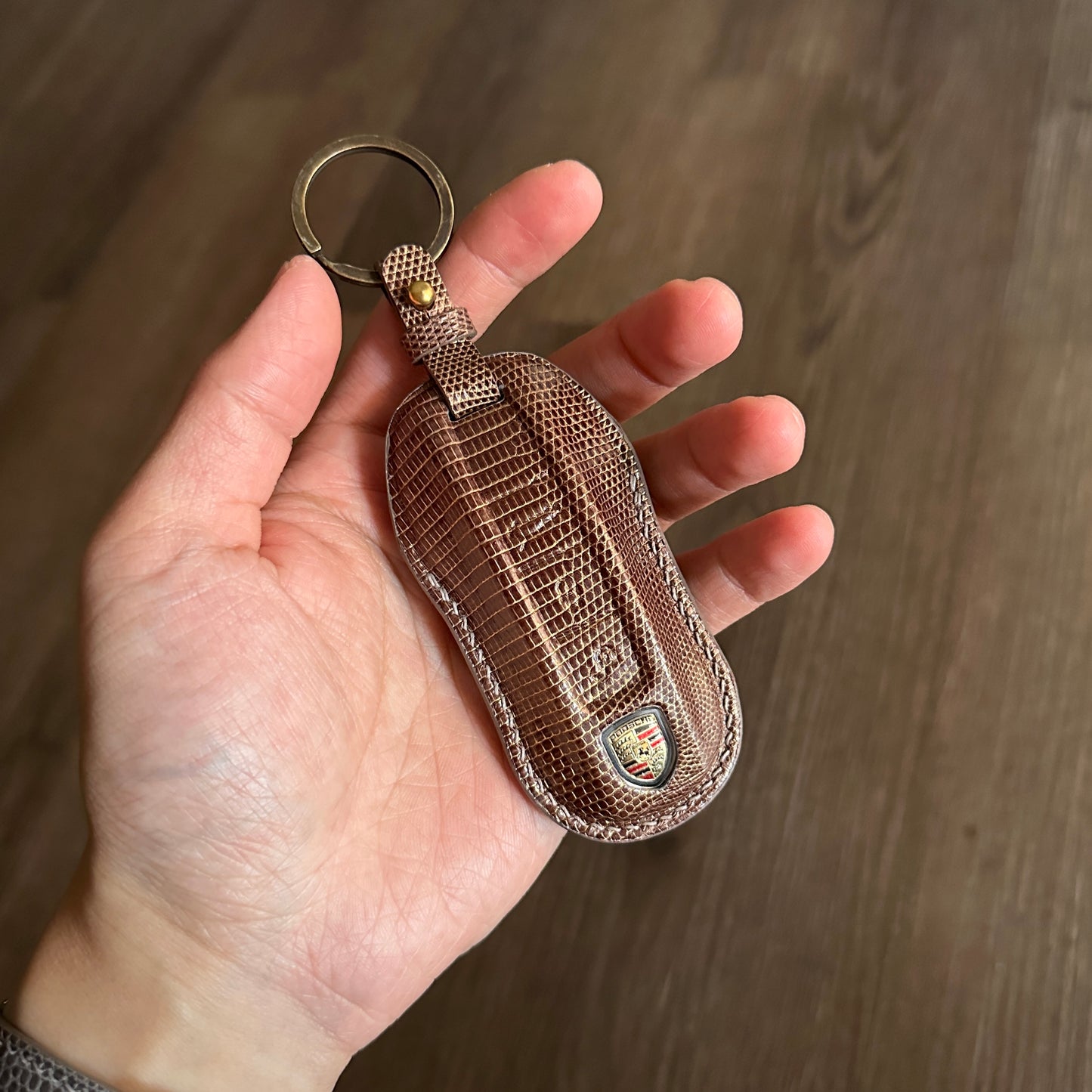 Porsche key fob cover, Porsche Leather key case, Lizard leather