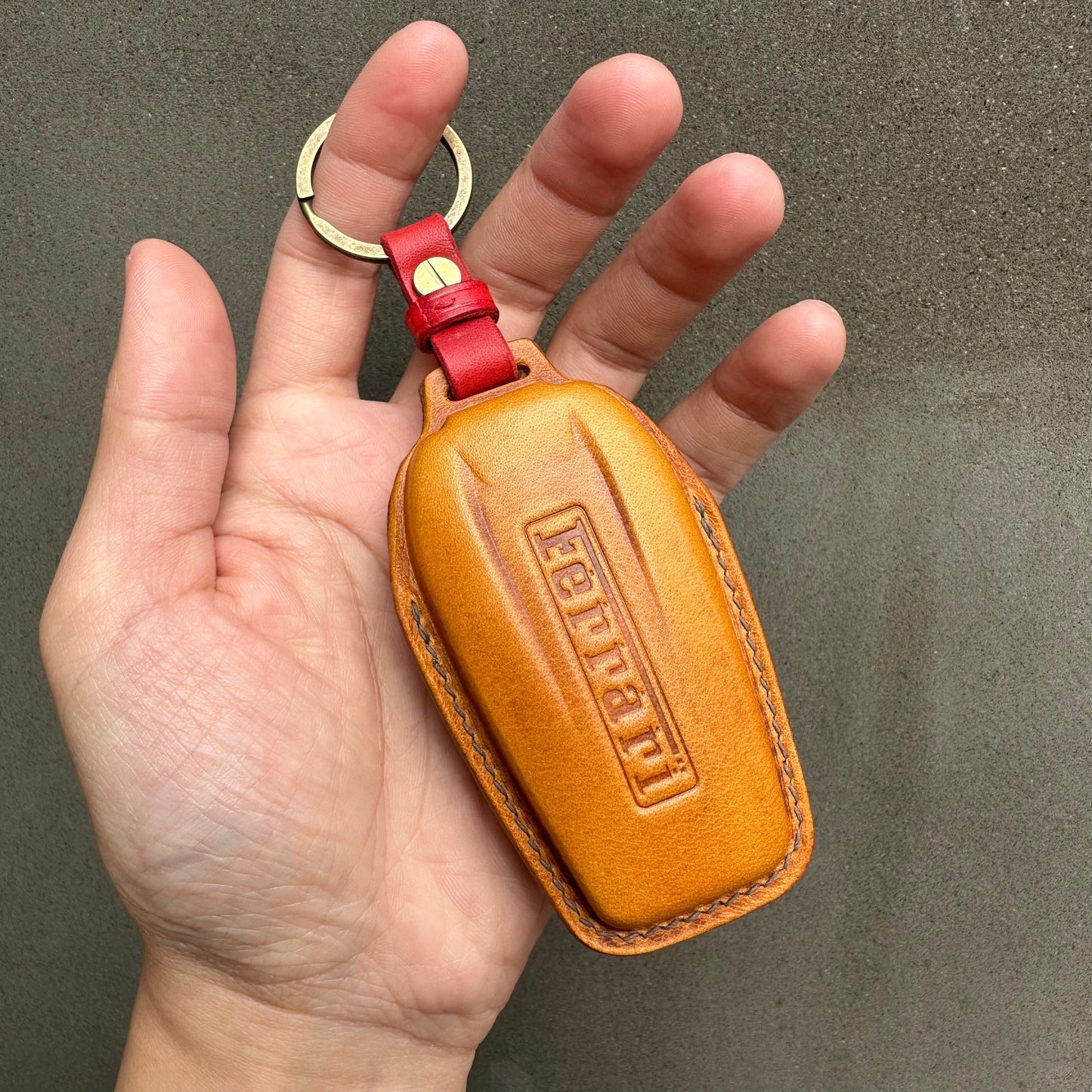 Ferrari key fob cover, key case, Wax leather