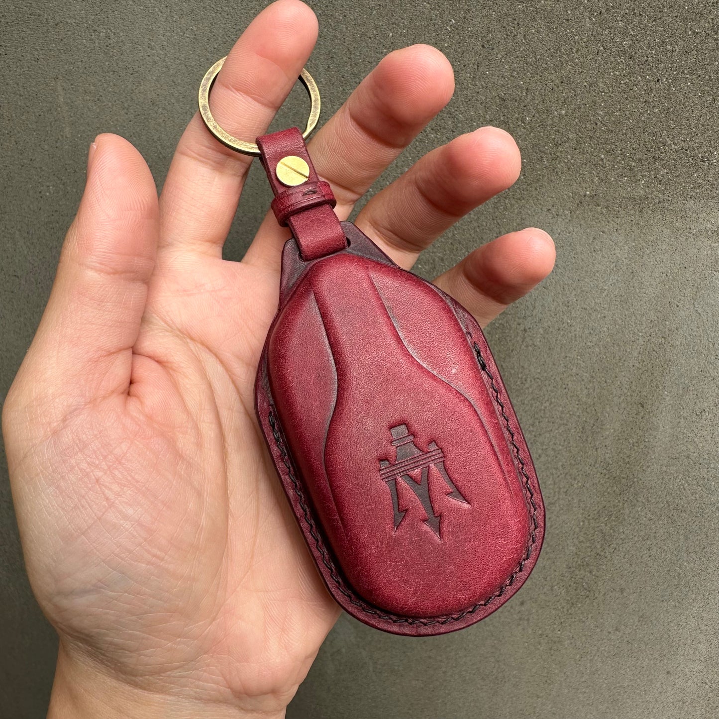 Maserati key fob cover, keycase, Pueblo leather