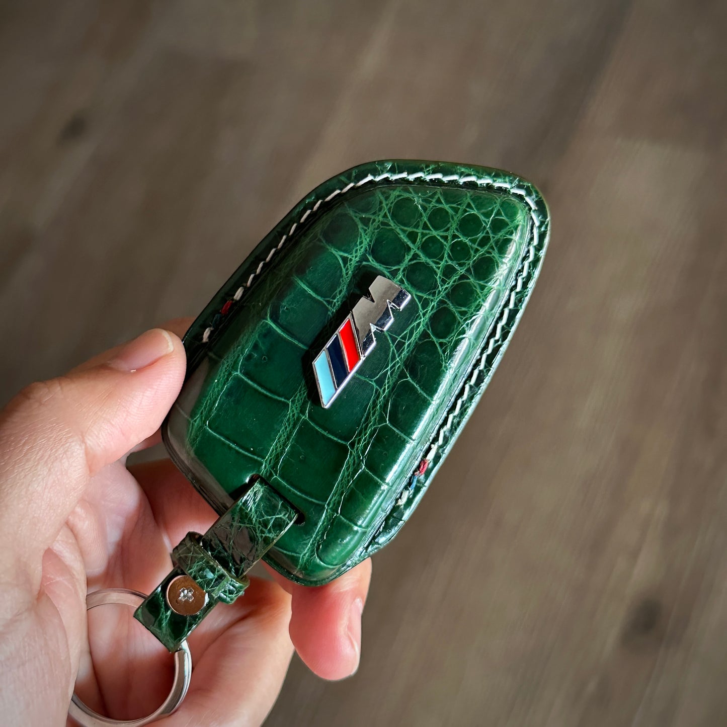 BMW key fob cover, Crocodile leather Leather key case