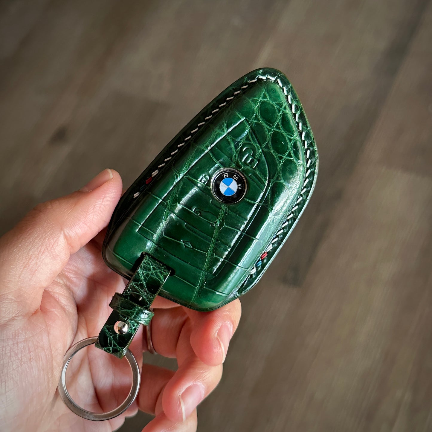 BMW key fob cover, Crocodile leather Leather key case