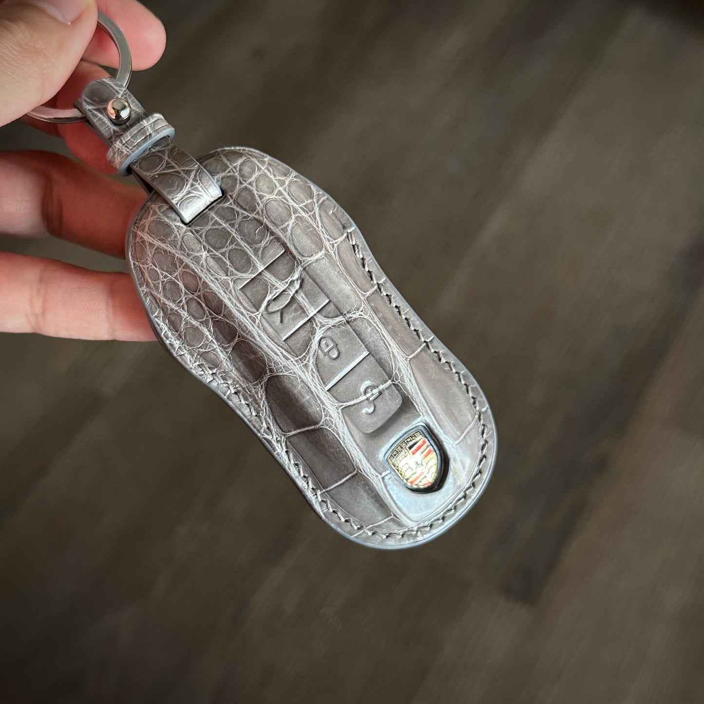 Porsche key fob cover, Crocodile leather Leather key case