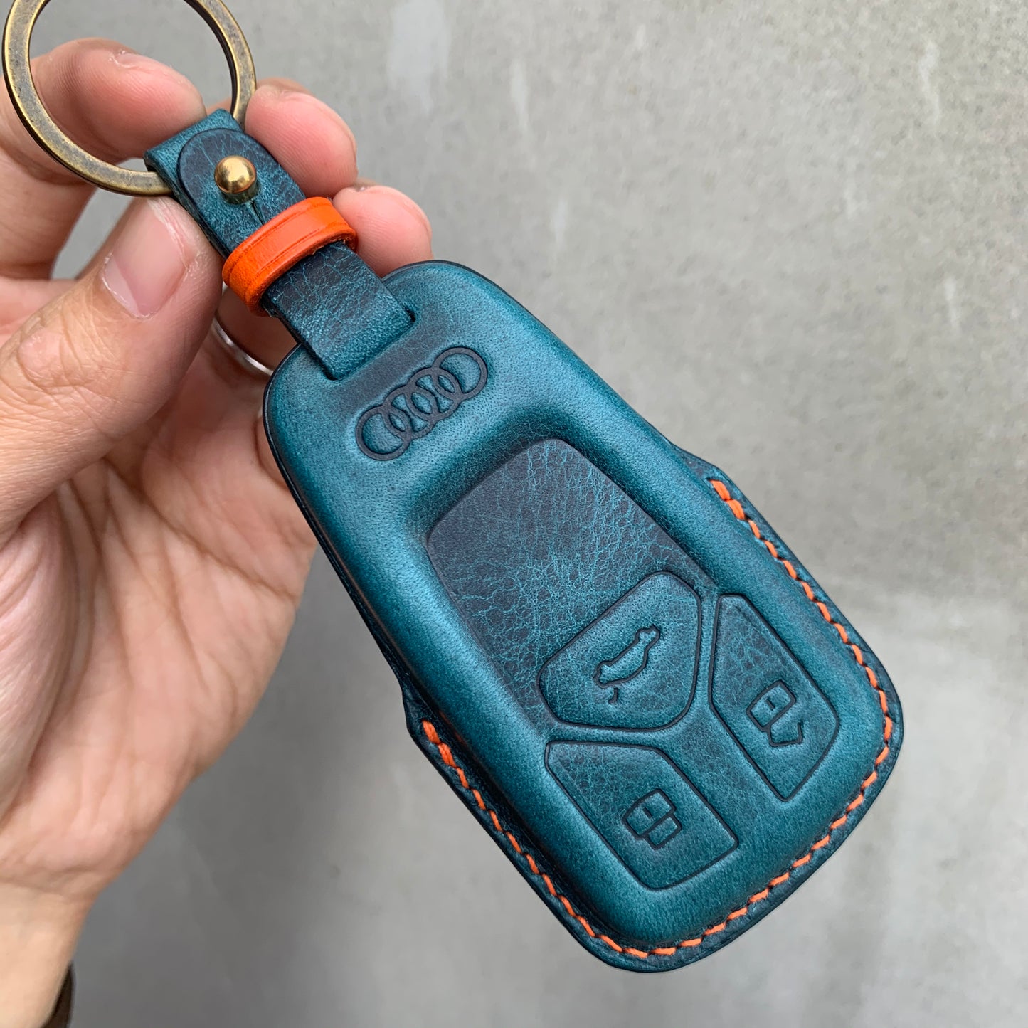 Audi key fob cover, Wax leather