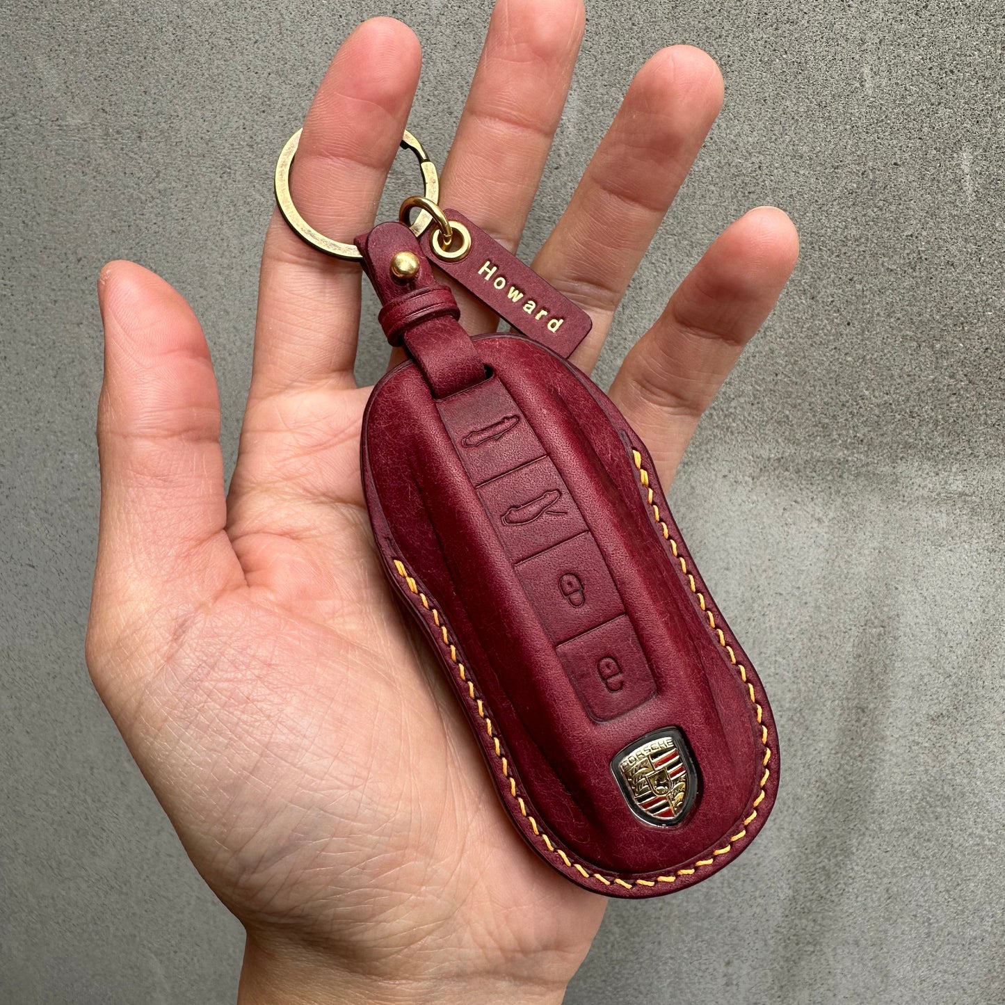 Porsche key fob cover, key case, Pueblo leather