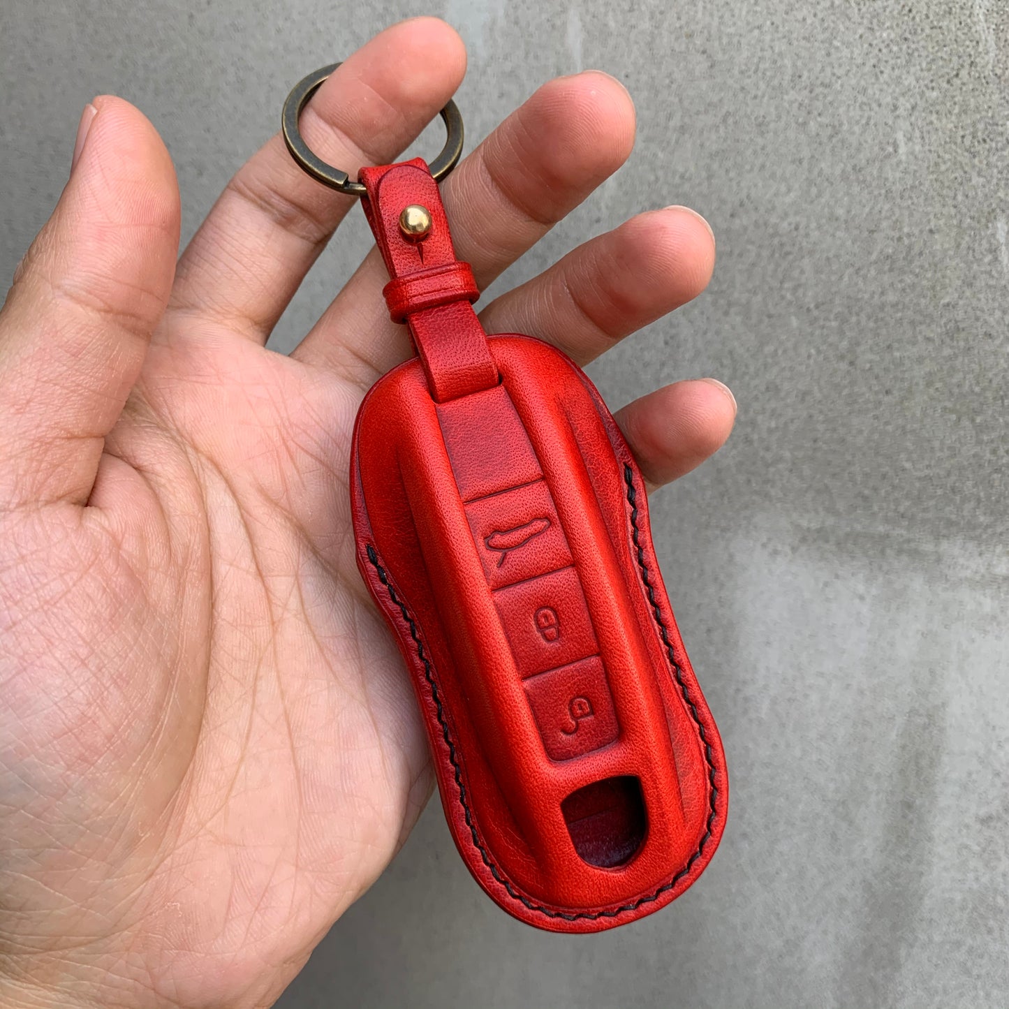 Porsche key fob cover, key case, Wax leather