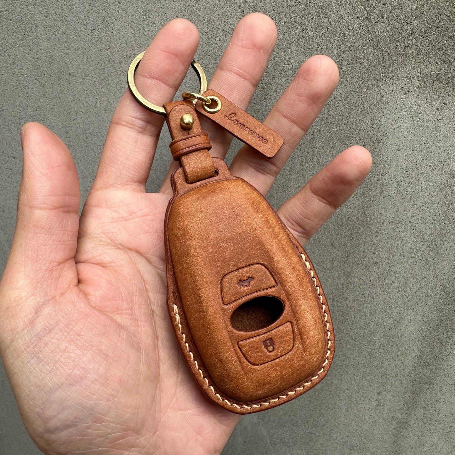 Subaru key fob cover, Pueblo leather key case
