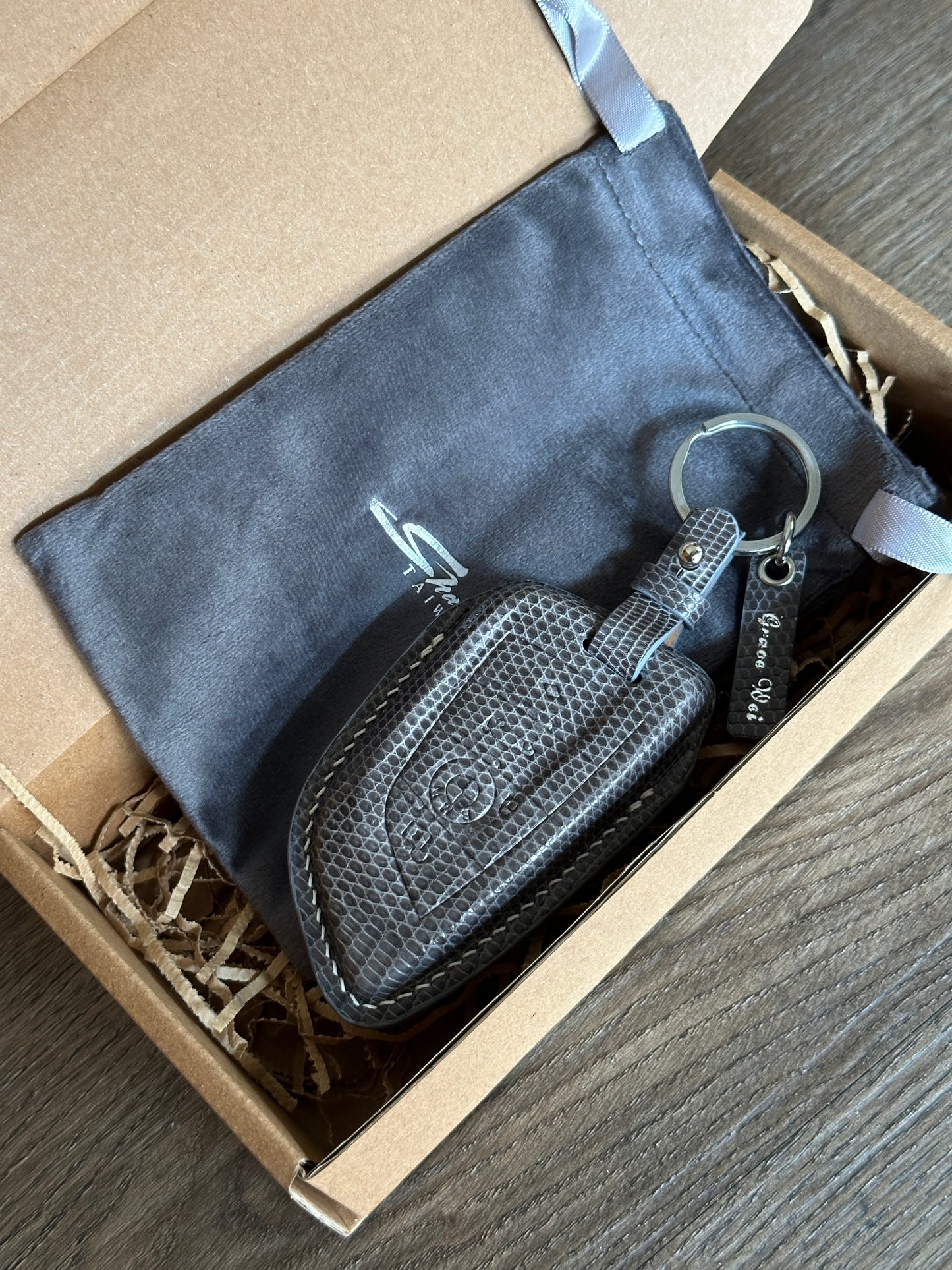 BMW key fob cover, BMW Leather key case, Lizard leather