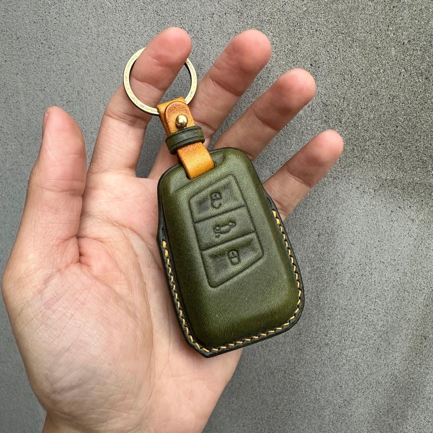 Skoda key fob cover, Wax leather