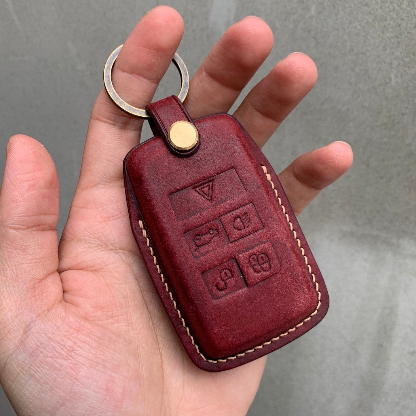 Jaguar key case, key fob cover, Pueblo leather