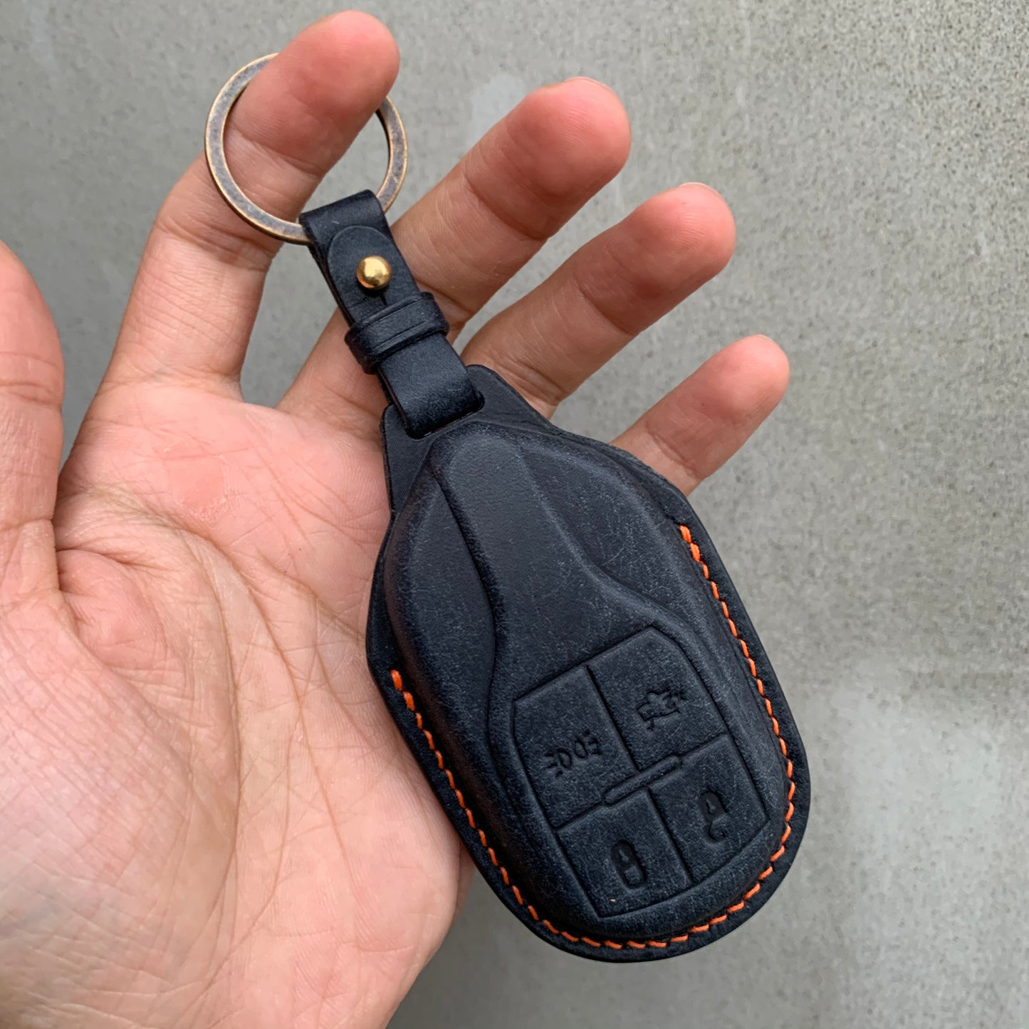 Maserati key fob cover, keycase, Pueblo leather