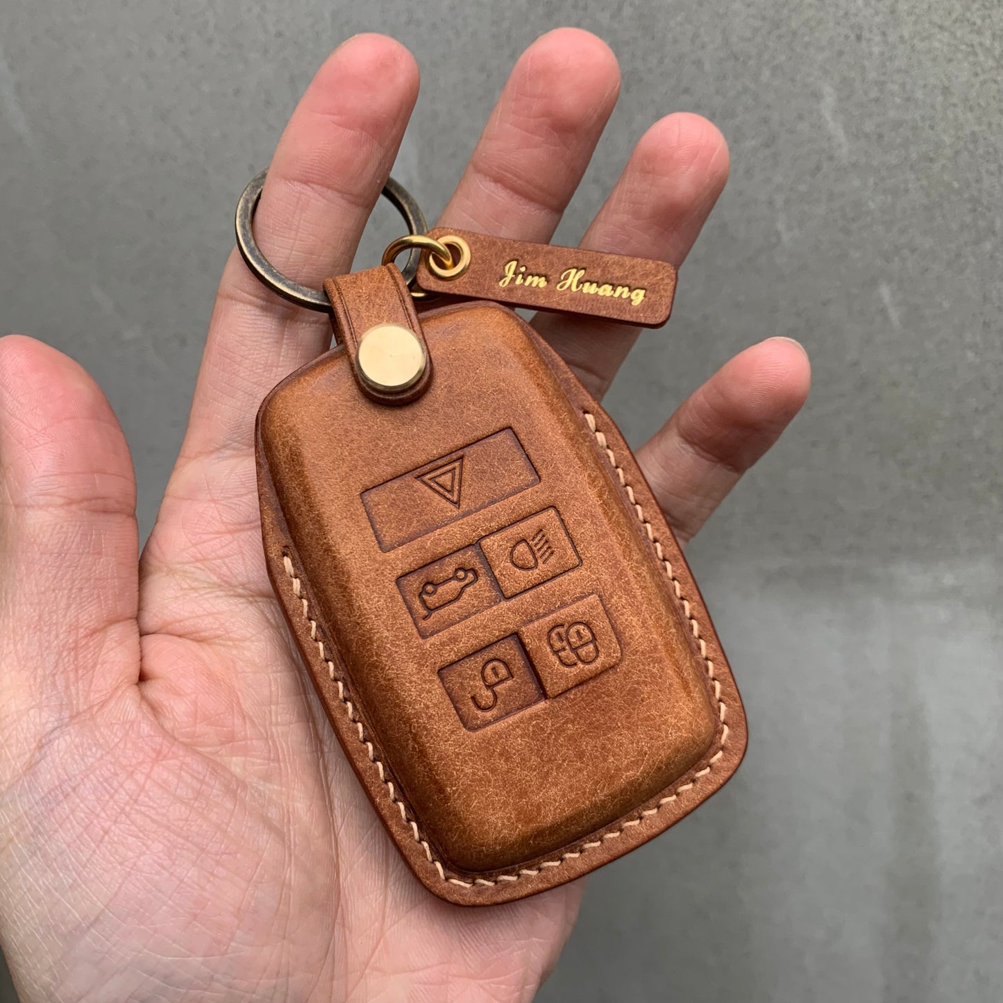 Jaguar key case, key fob cover, Pueblo leather