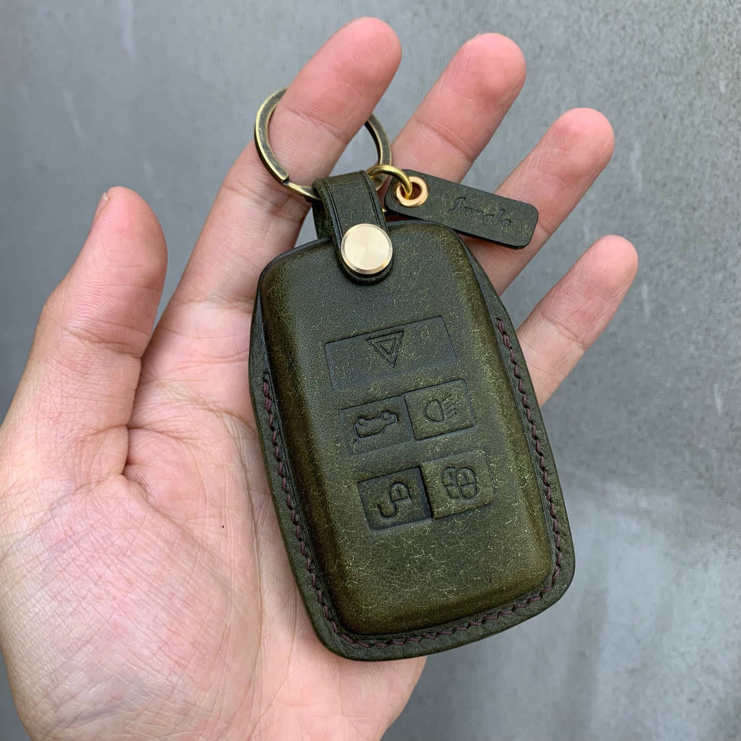 Jaguar key case, key fob cover, Pueblo leather