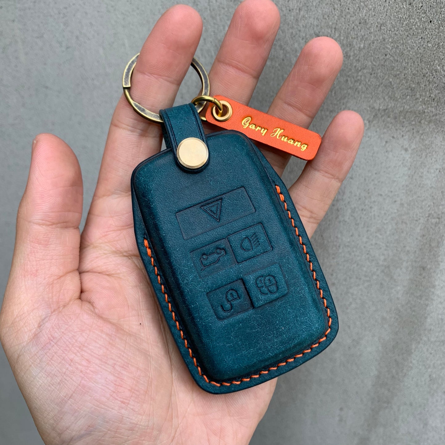 Jaguar key case, key fob cover, Pueblo leather