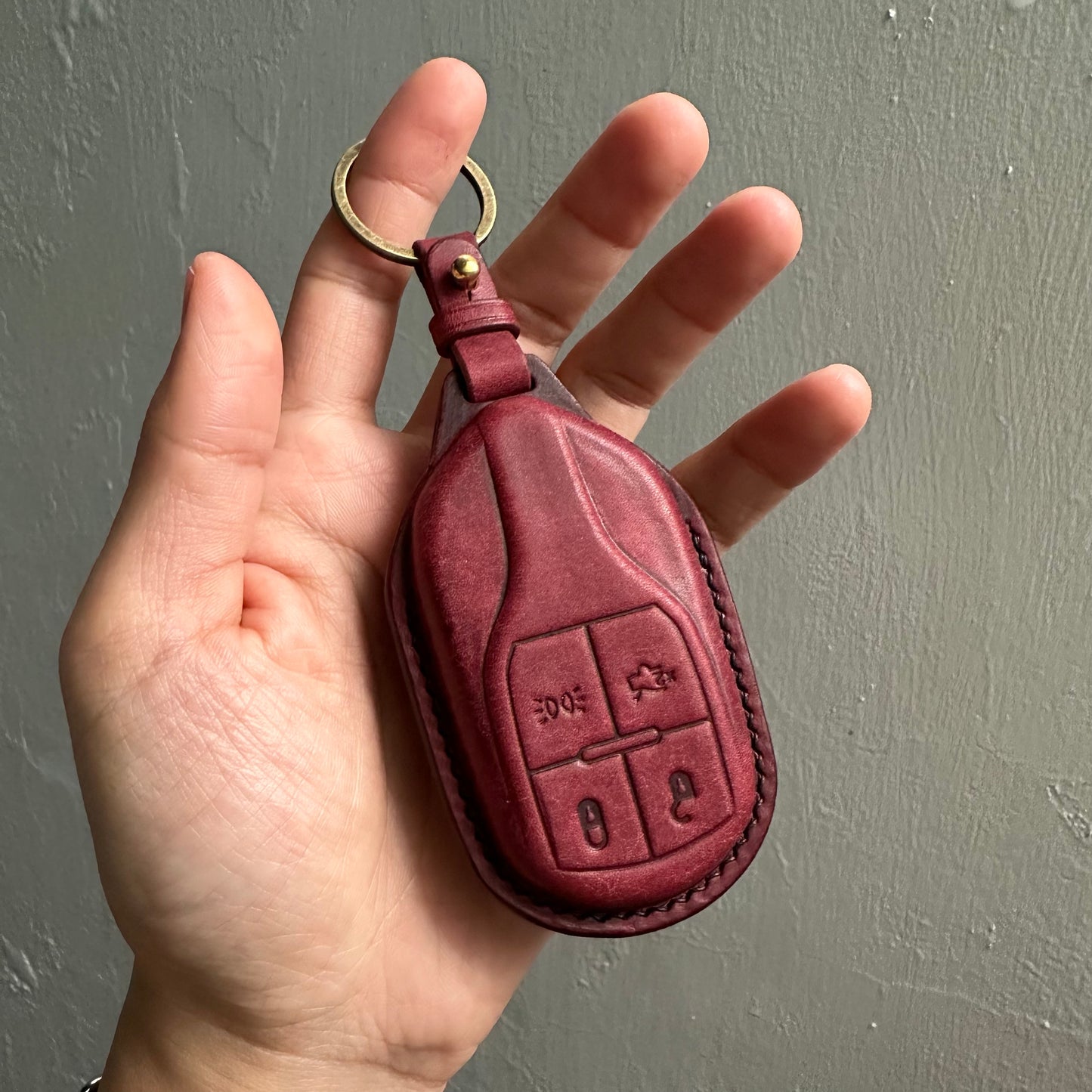 Maserati key fob cover, keycase, Pueblo leather