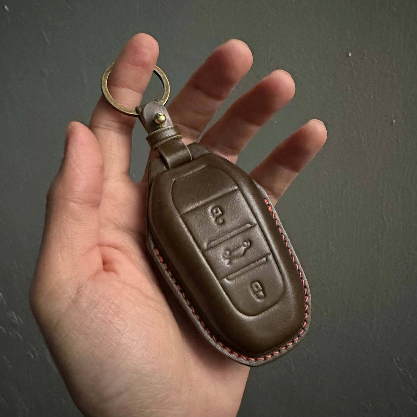 Peugeot key fob cover, Shell Cordovan