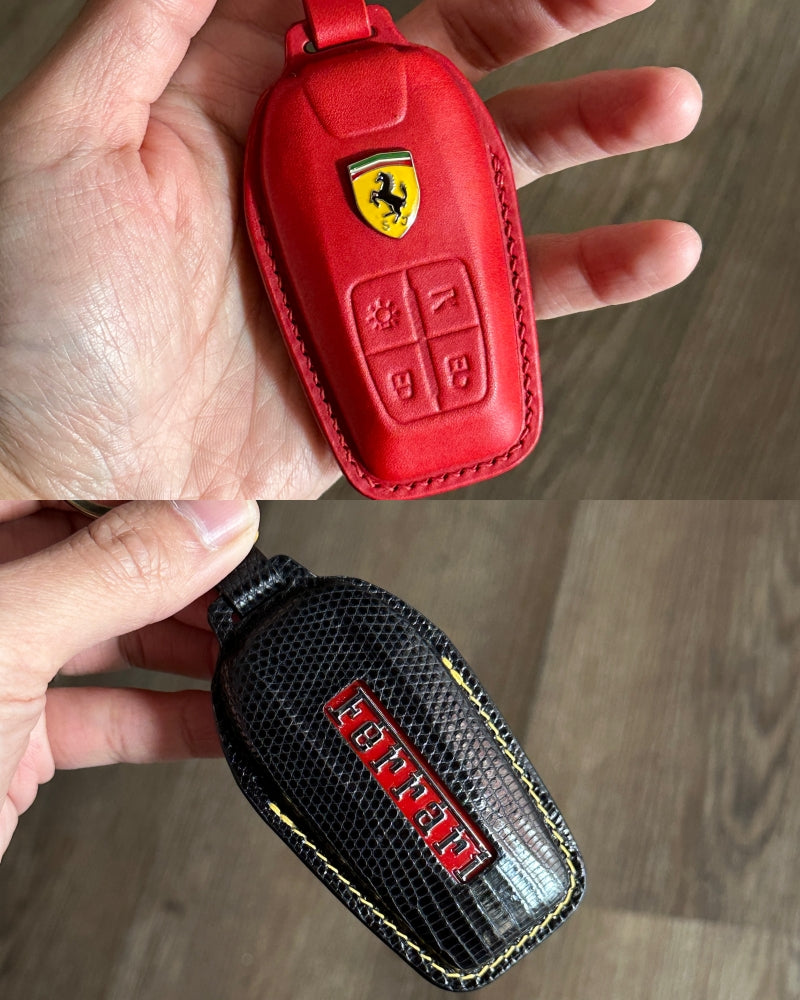Exquisite Handmade Ferrari Key Case | Bespoke Gift for Supercar Lovers, Japan Shell Cordovan