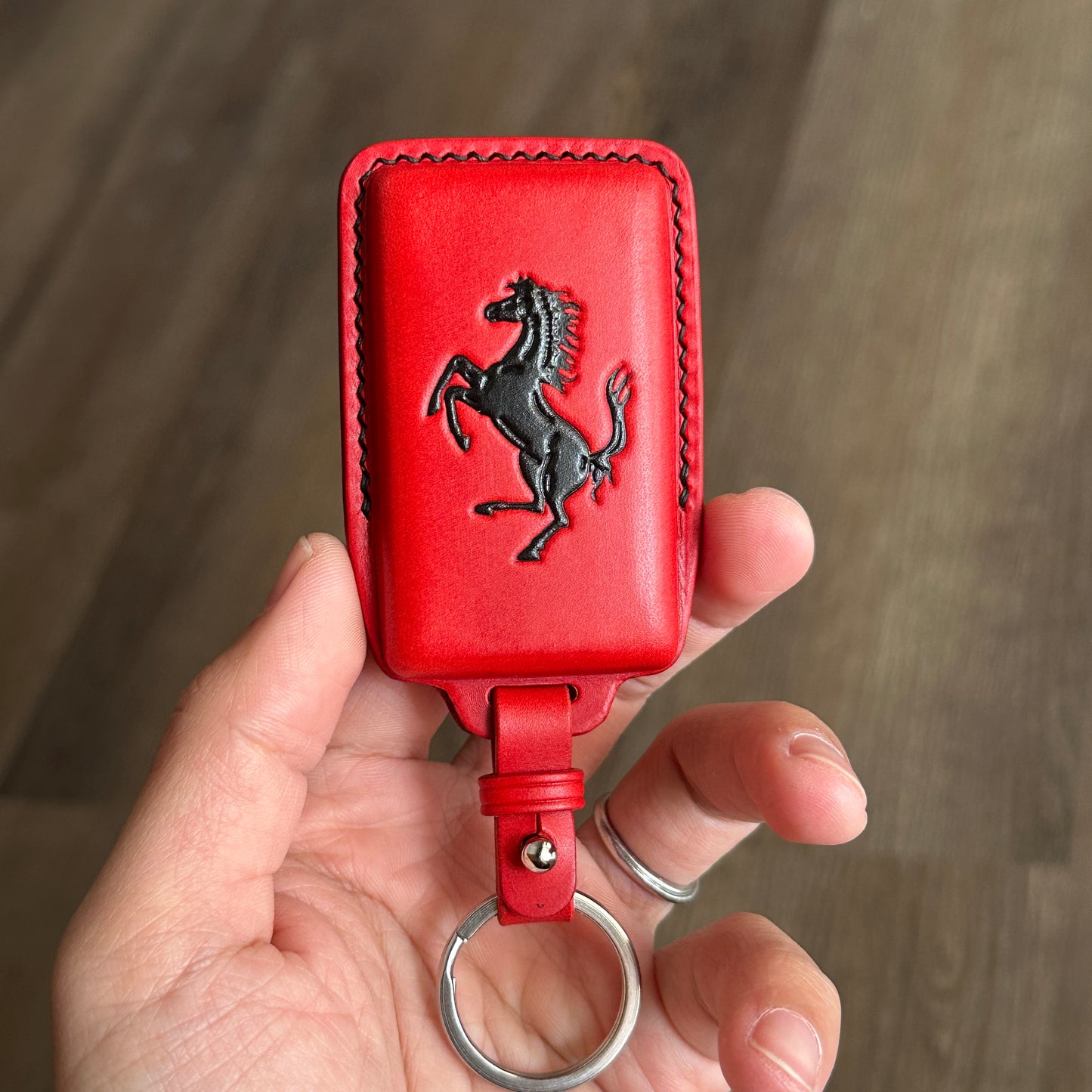 Luxury Bespoke Ferrari Leather Key Case, Italian Buttero Leather