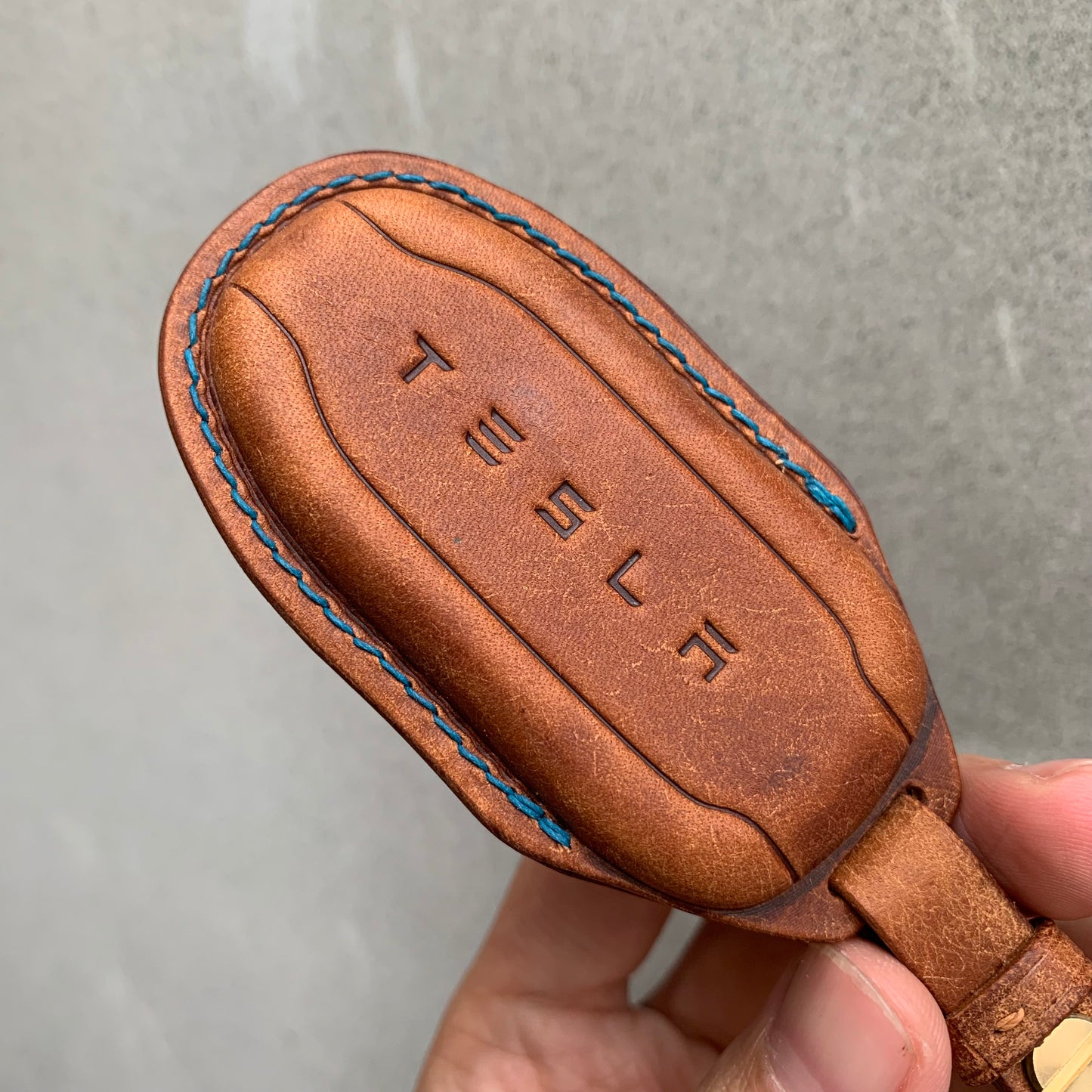 Tesla key fob cover, key case, Pueblo leather