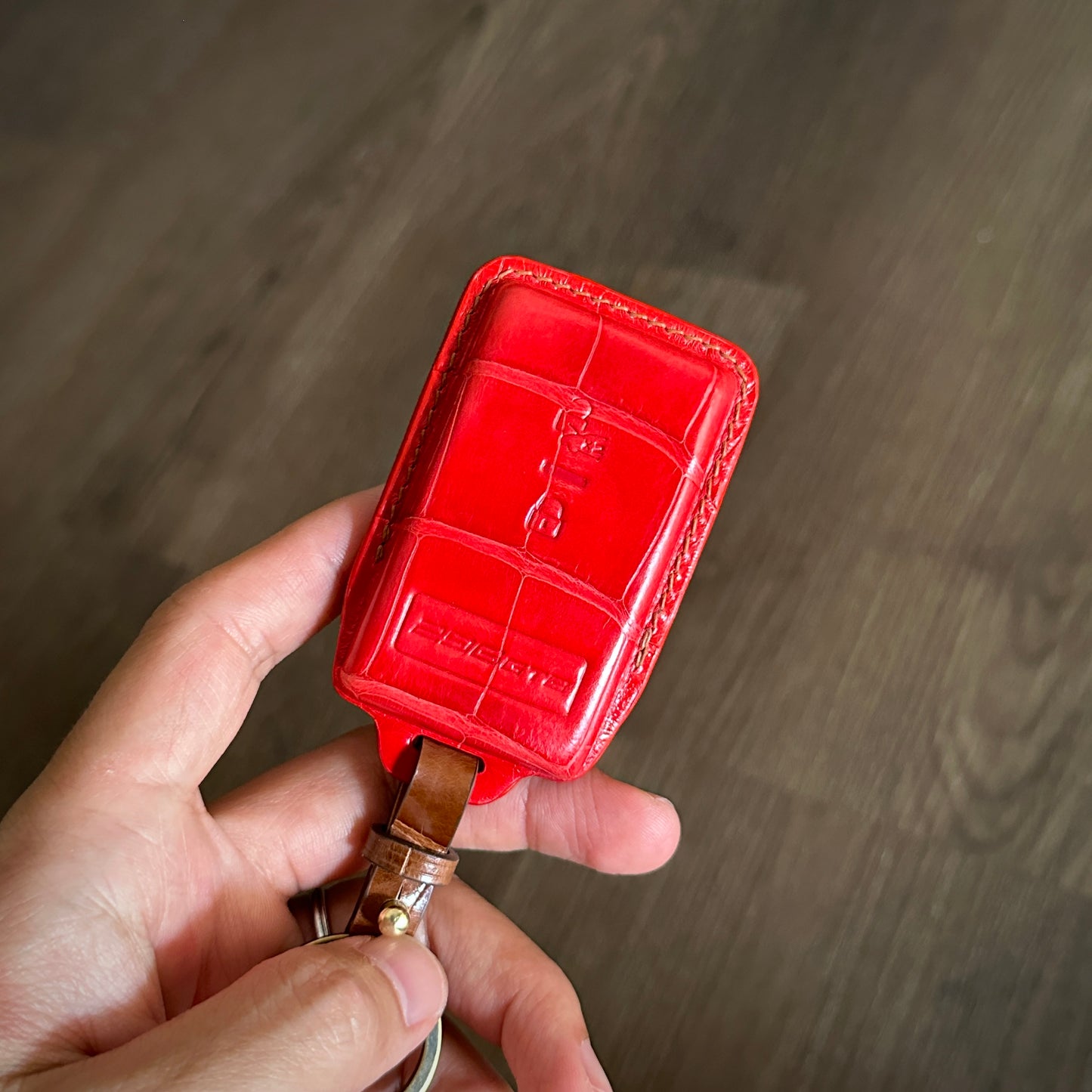 Ferrari key fob cover,  Crocodile leather Leather key case