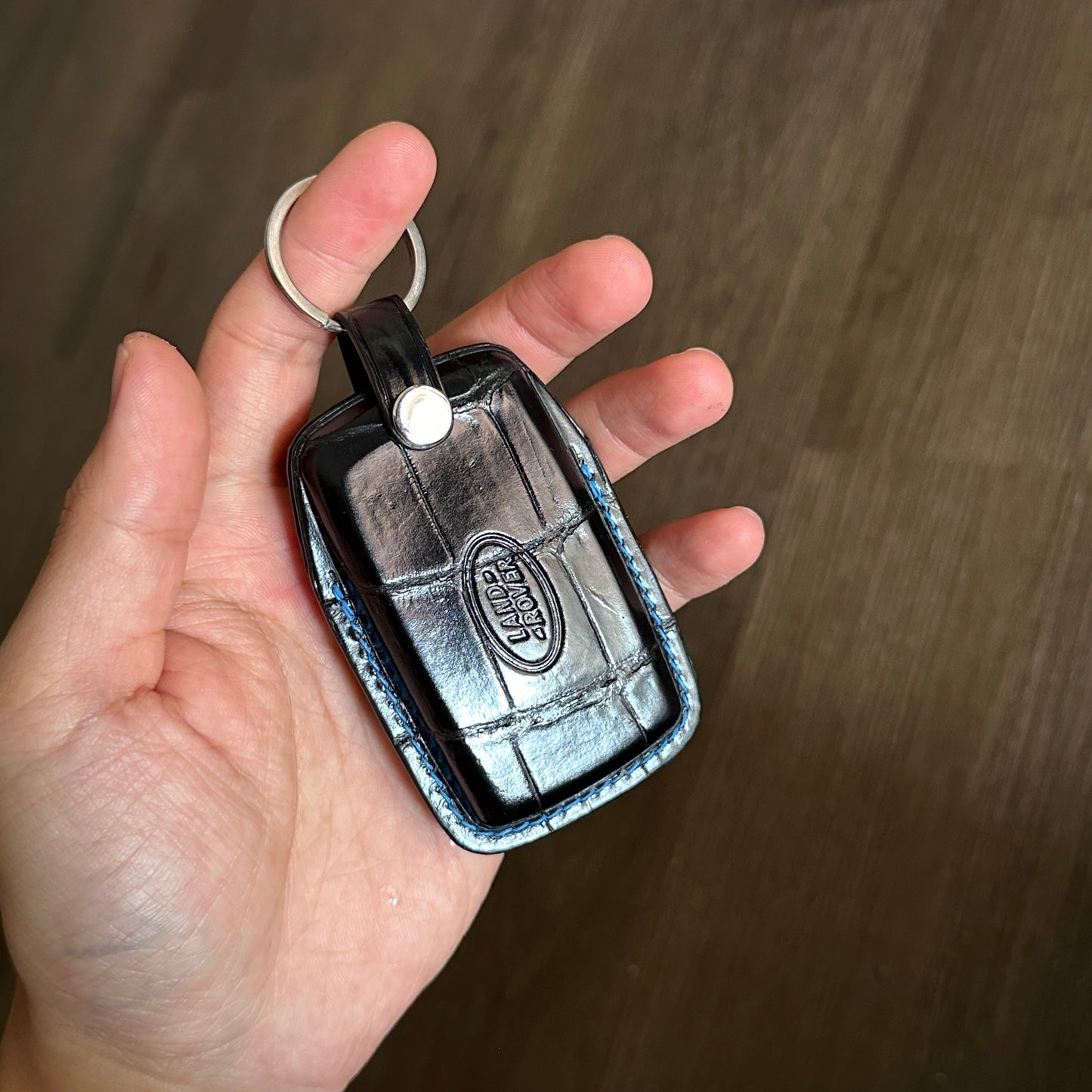 Land Rover key fob cover,  Crocodile leather Leather key case