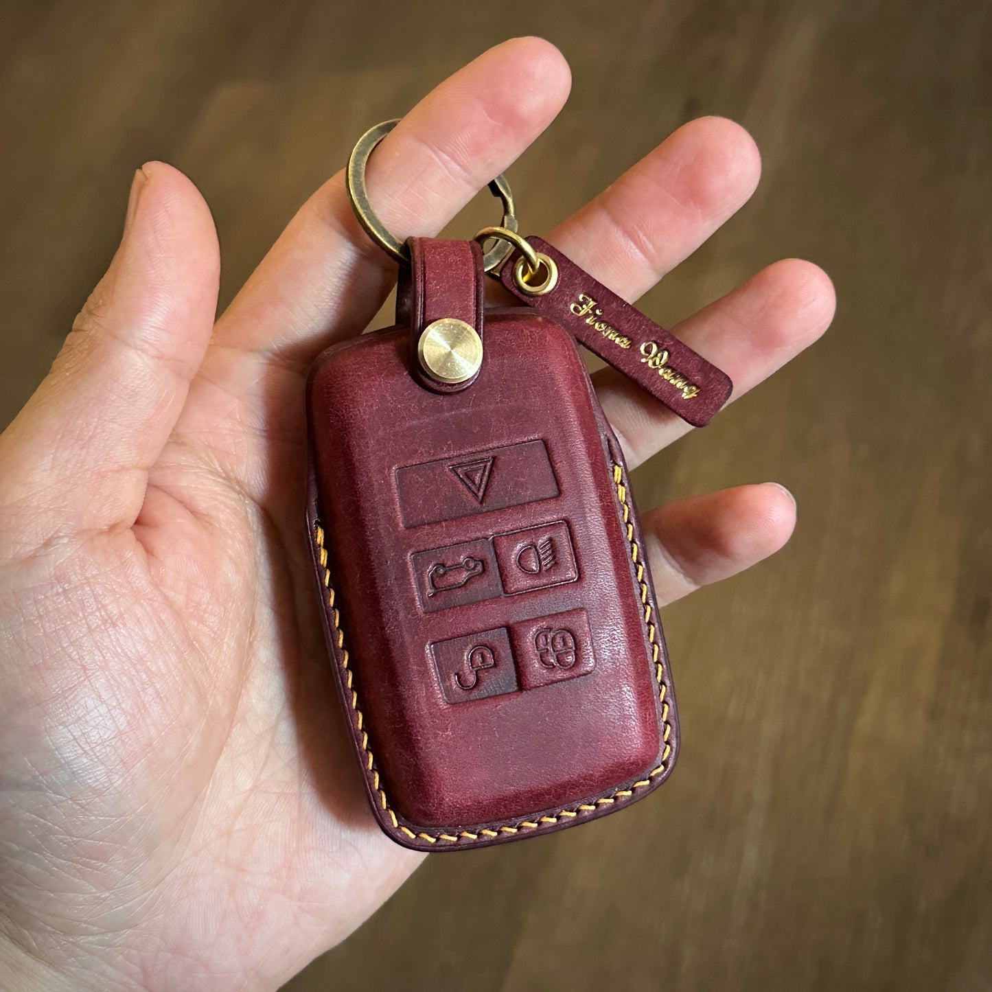 Jaguar key case, key fob cover, Pueblo leather