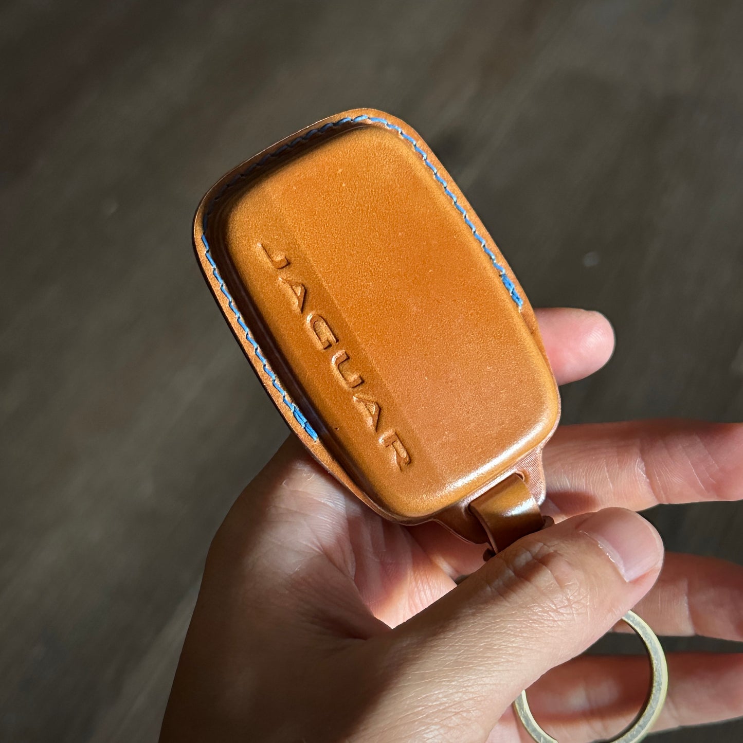 Jaguar key fob cover, Shell Cordovan