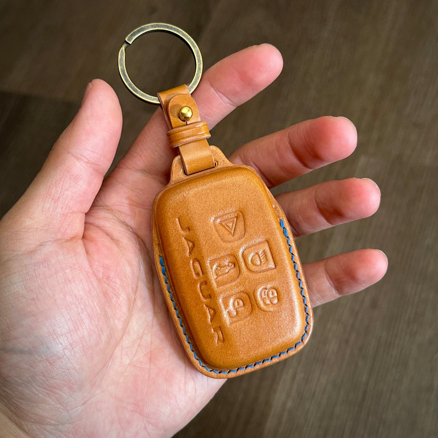 Jaguar key fob cover, Shell Cordovan
