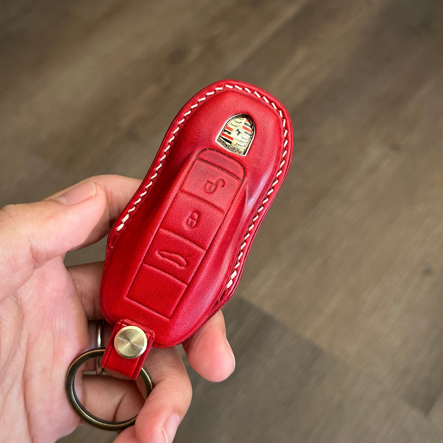 Porsche key fob cover, key case, Wax leather
