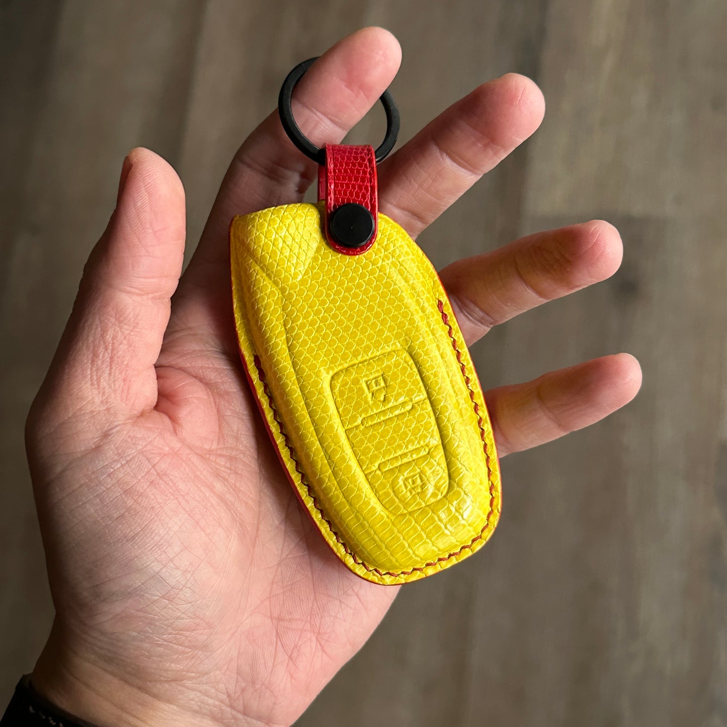 Handmade Lamborghini Exotic Leather Key Fob Cover | Bespoke Gift for Supercar Lovers,  Lizard leather