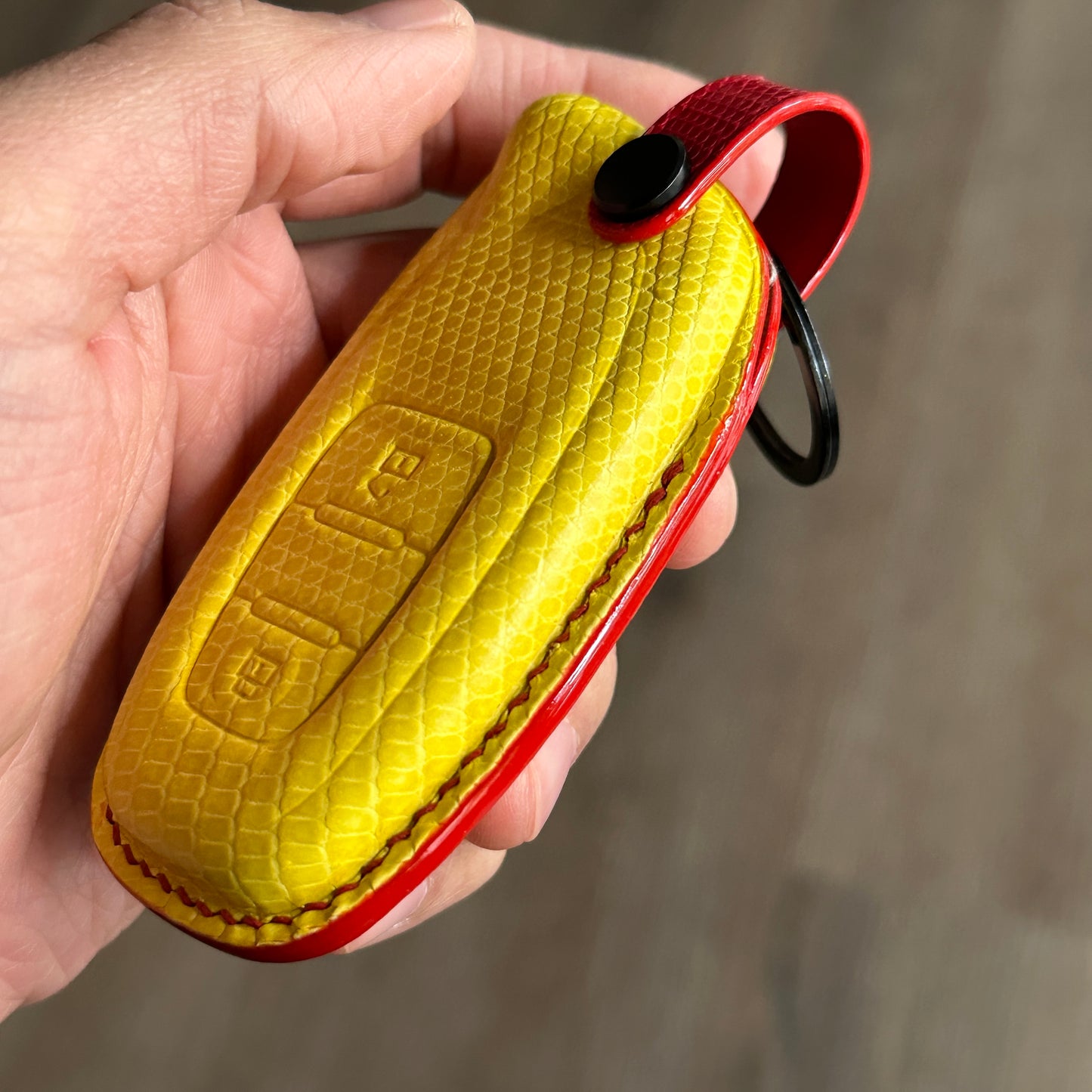 Handmade Lamborghini Exotic Leather Key Fob Cover | Bespoke Gift for Supercar Lovers,  Lizard leather