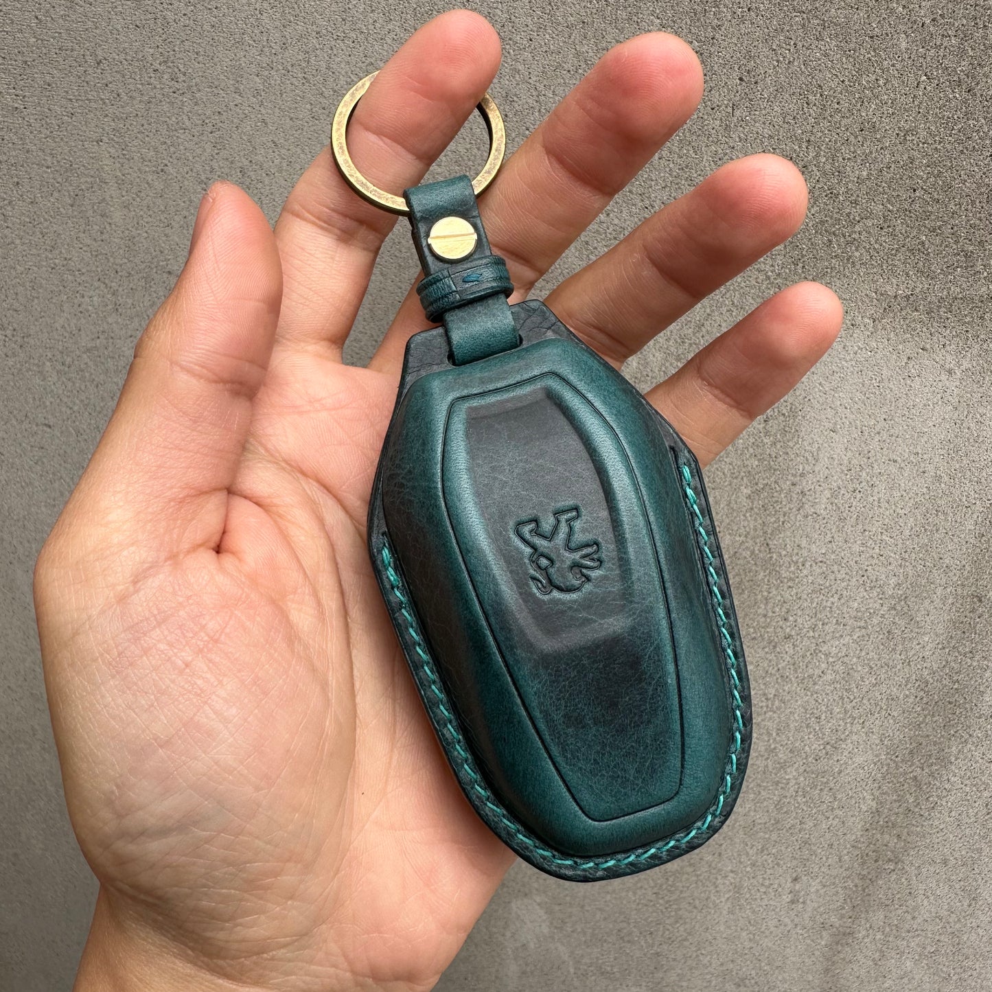 Peugeot key fob cover, Wax leather