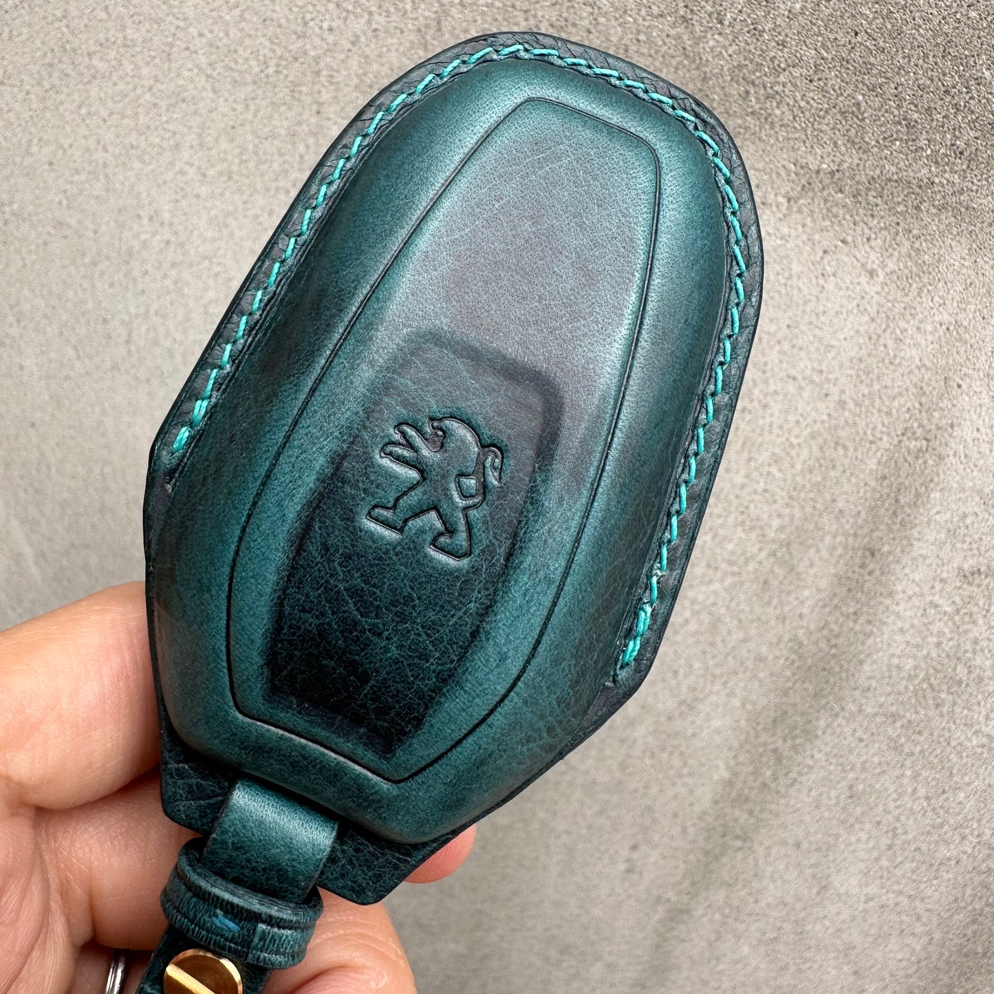 Peugeot key fob cover, Wax leather