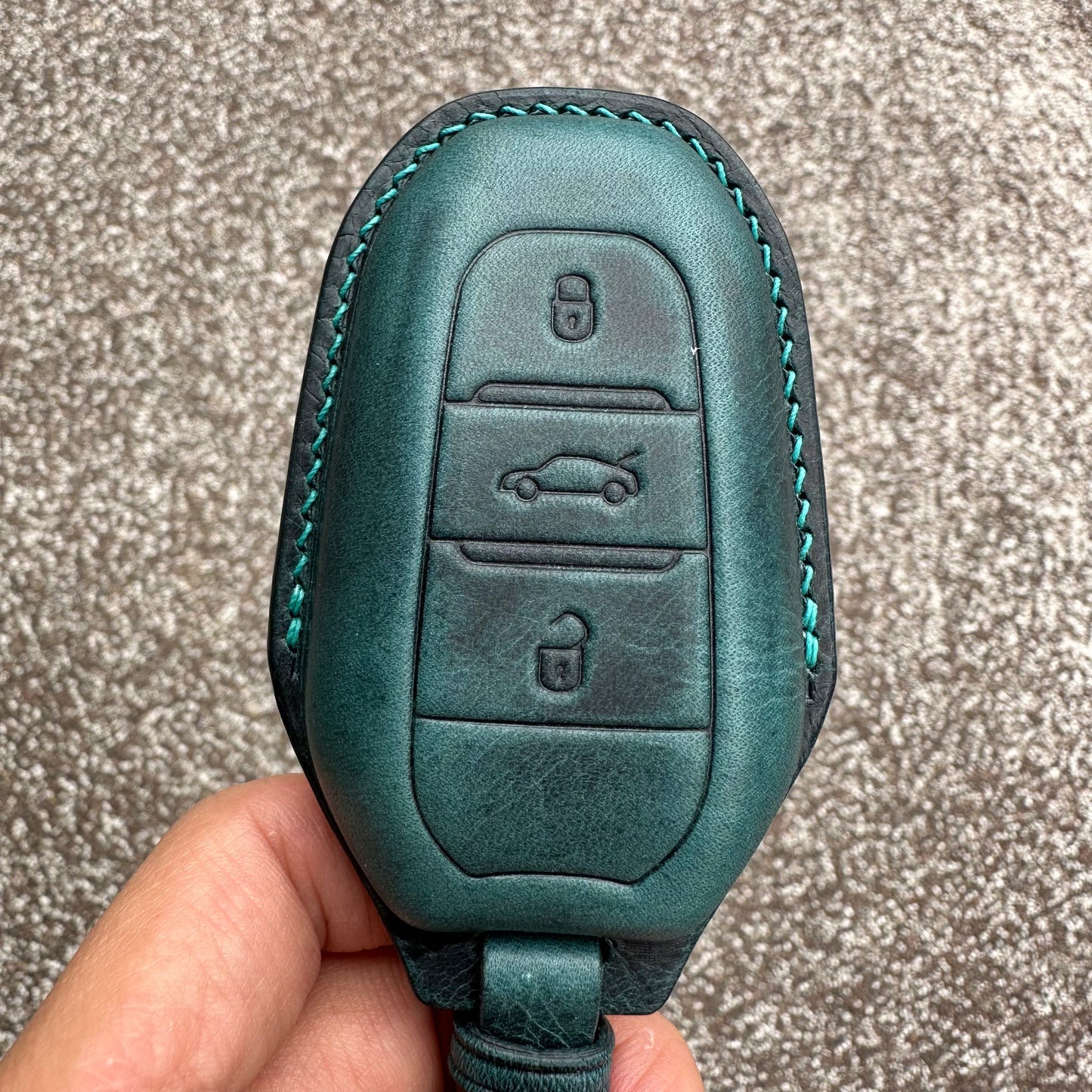 Peugeot key fob cover, Wax leather