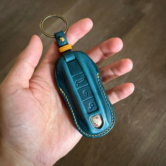 Porsche key fob cover, key case, Wax leather