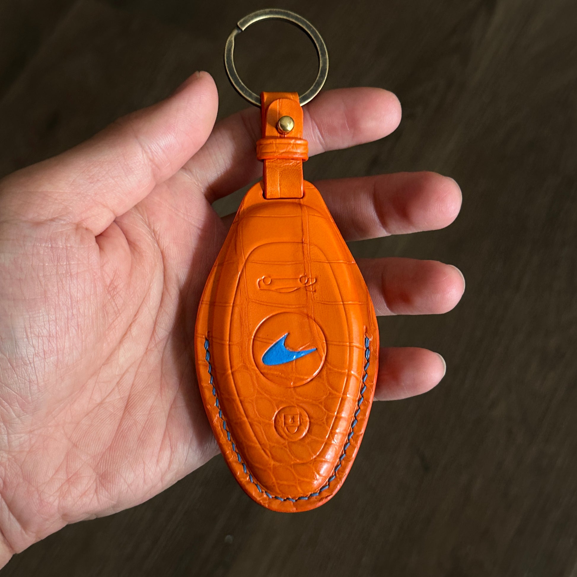 McLaren 720s orange Crocodile leather key fob cover