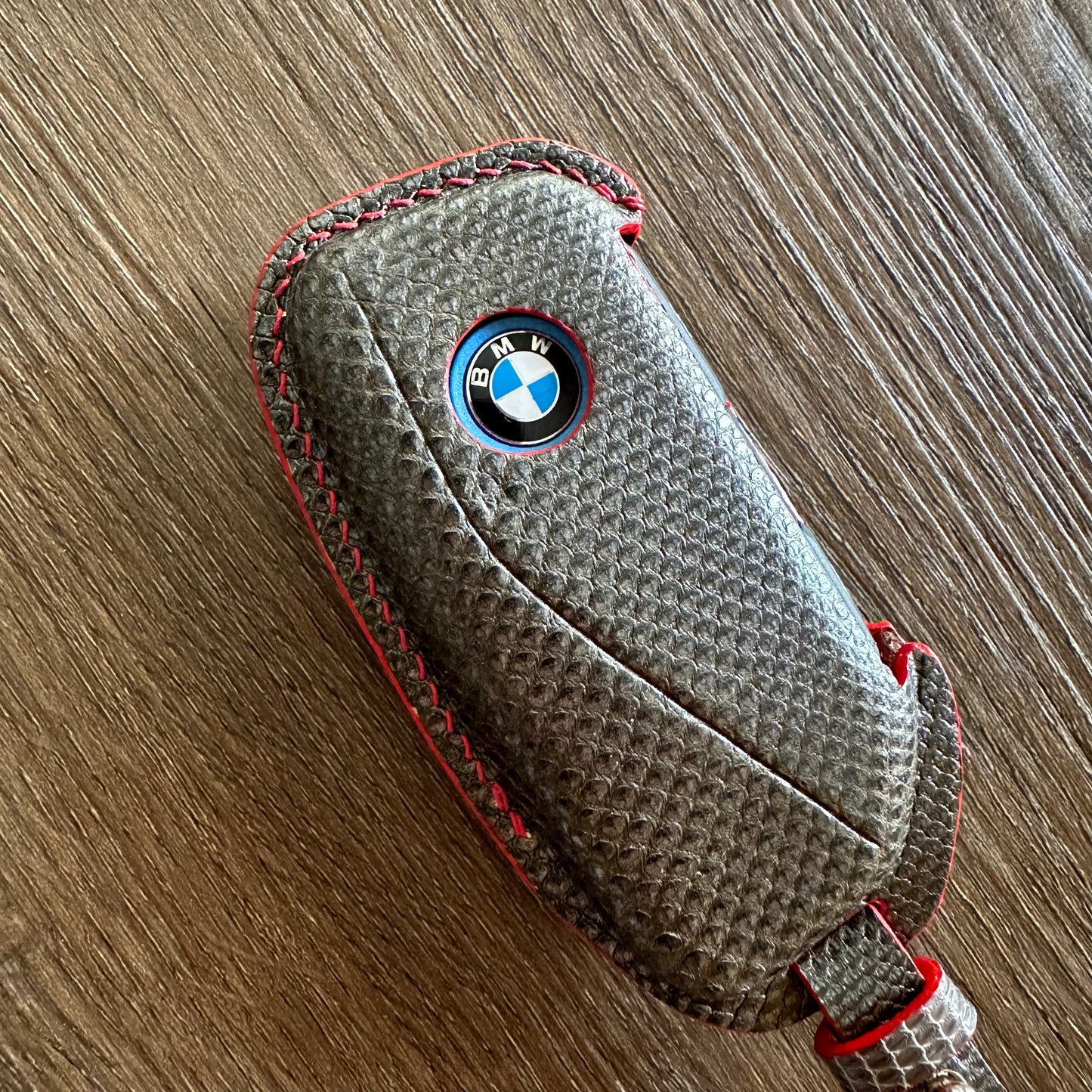 BMW key fob cover,  snake leather Leather key case