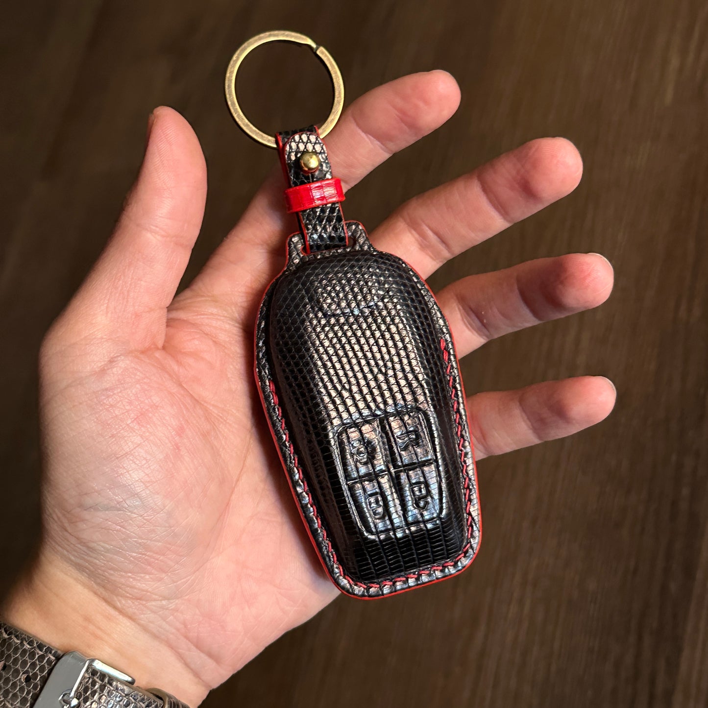 Ferrari key fob cover, Ferrari Leather key case, Lizard leather