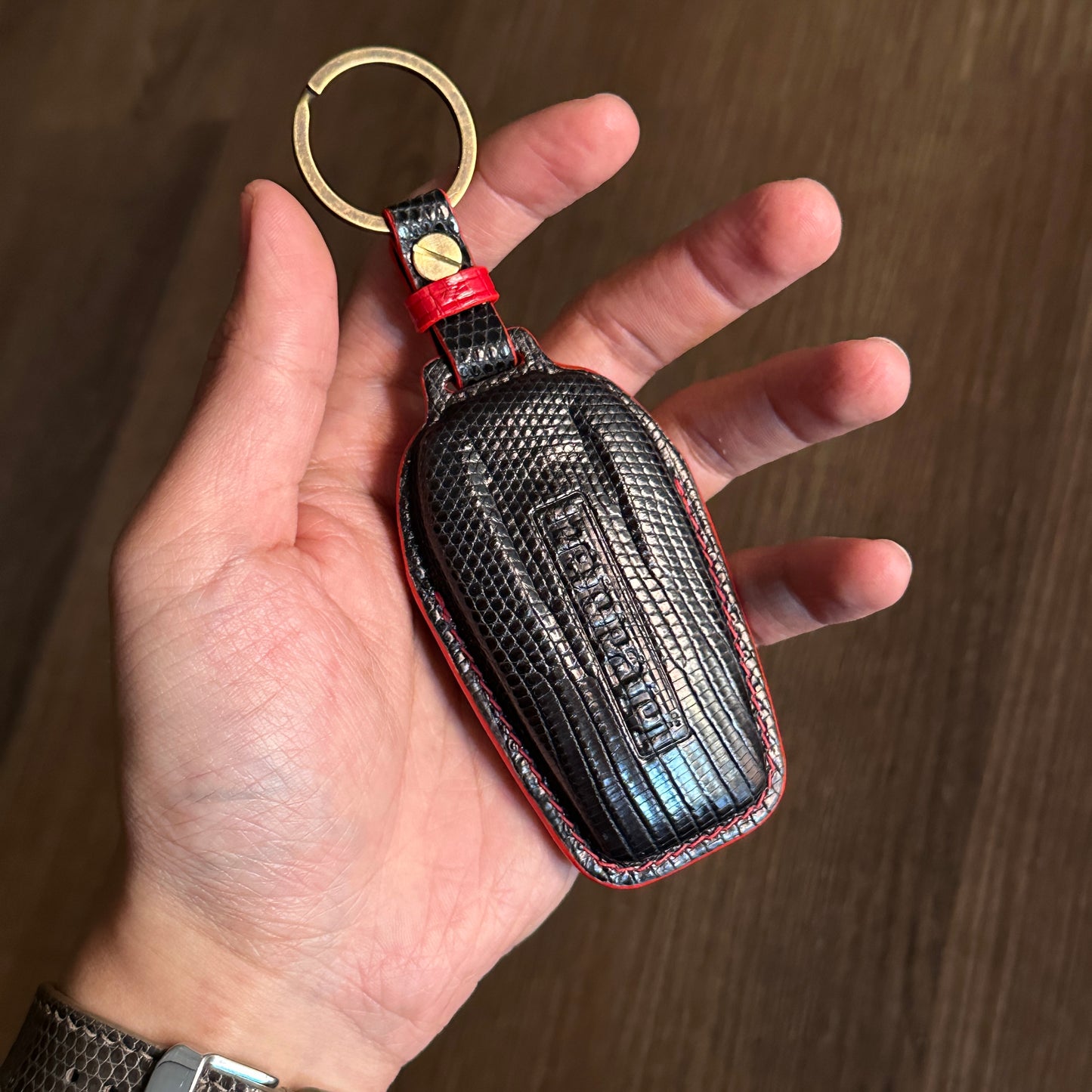 Ferrari key fob cover, Ferrari Leather key case, Lizard leather