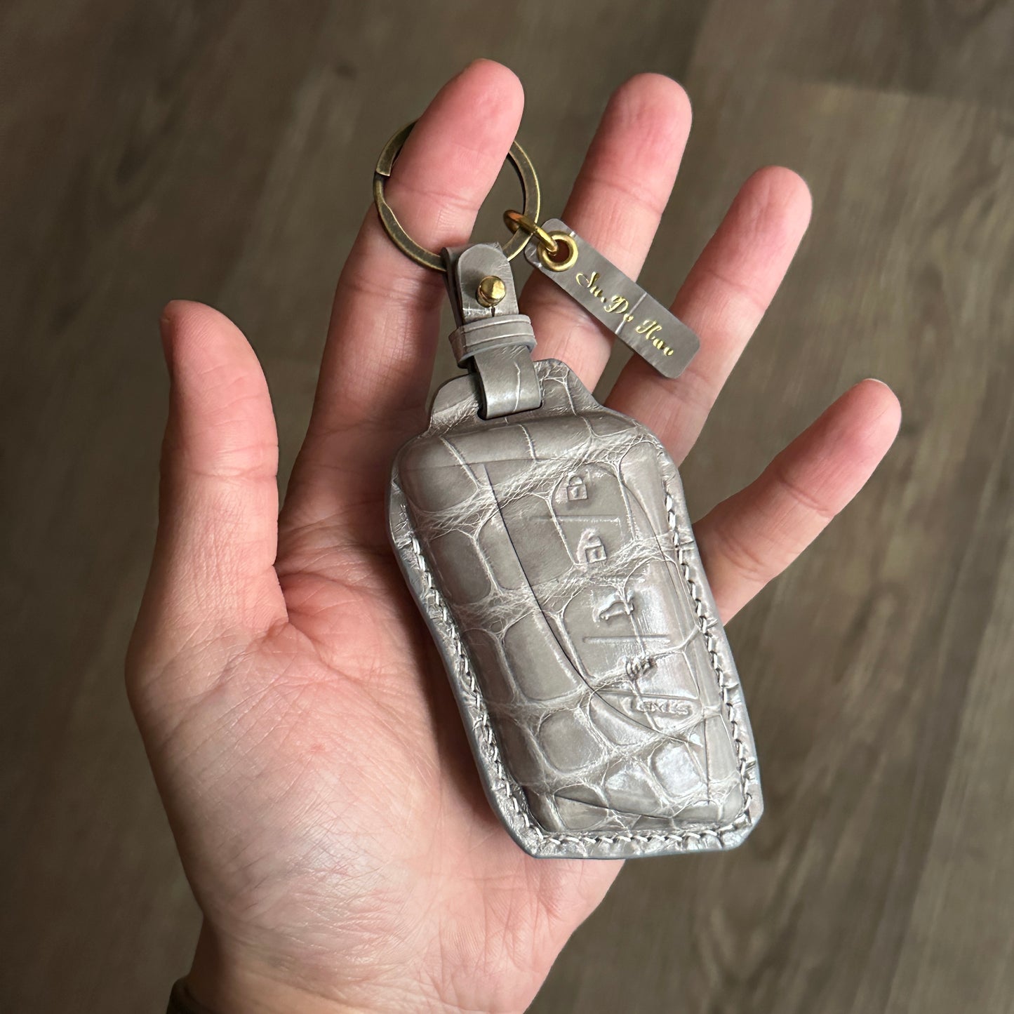 Lexus key fob cover,  Crocodile leather Leather key case