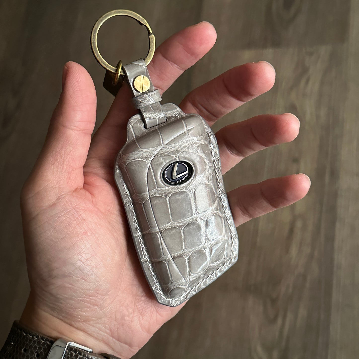 Lexus key fob cover,  Crocodile leather Leather key case