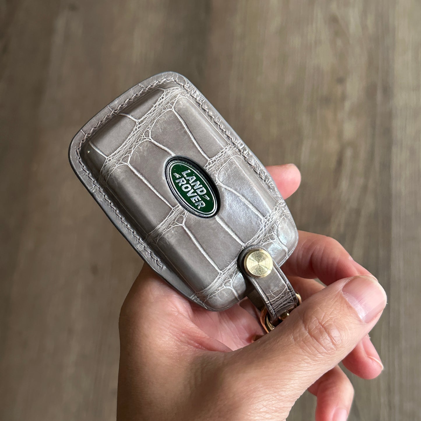 Land Rover key fob cover,  Crocodile leather Leather key case