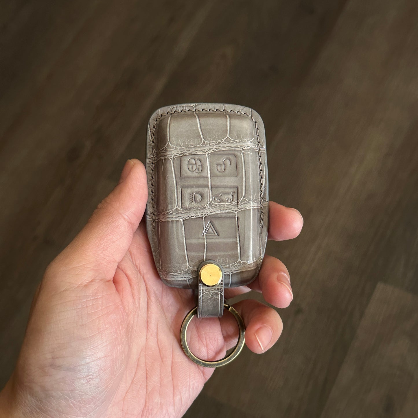 Land Rover key fob cover,  Crocodile leather Leather key case